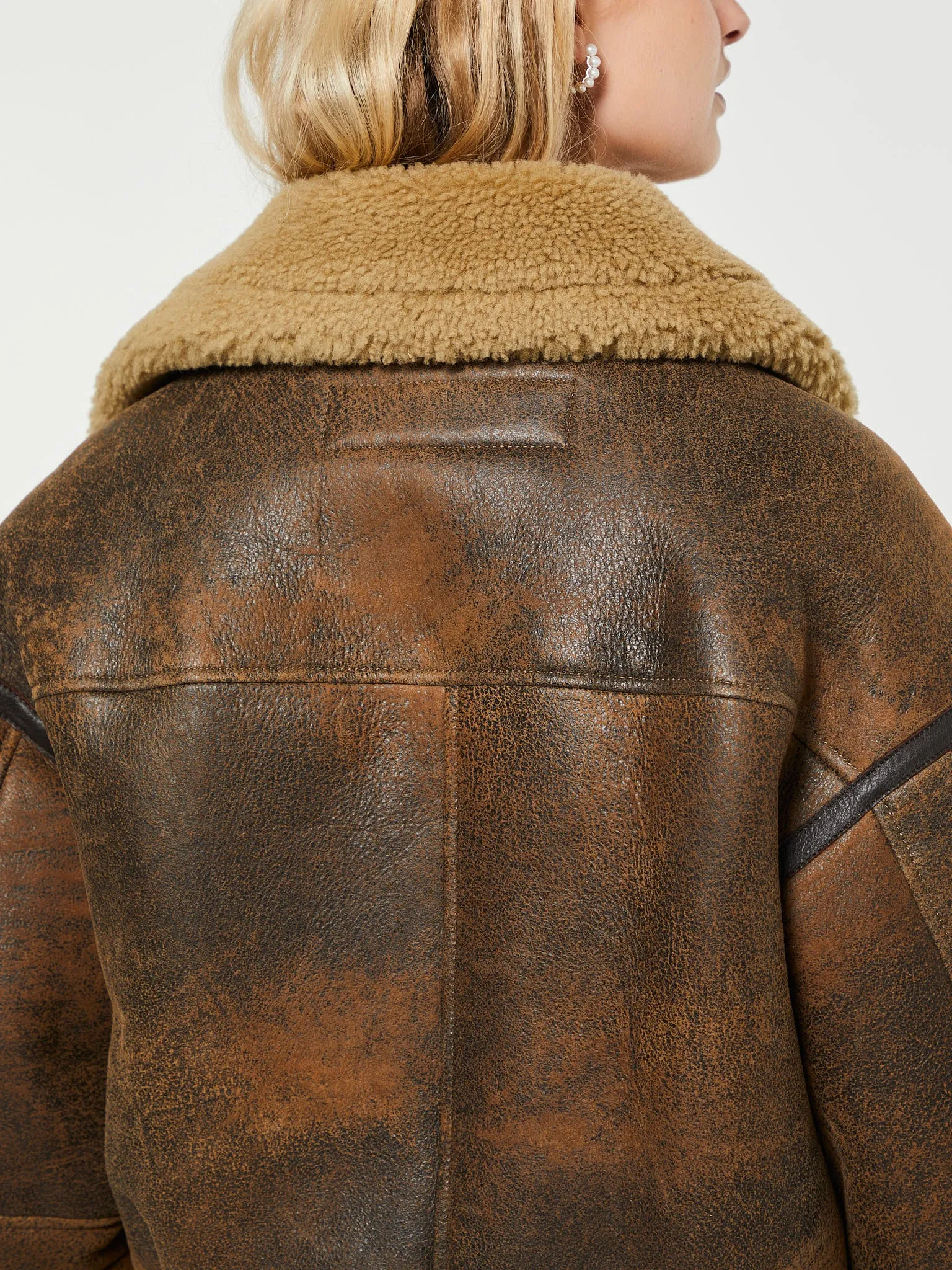 Leather Shearling Jacket in Brown