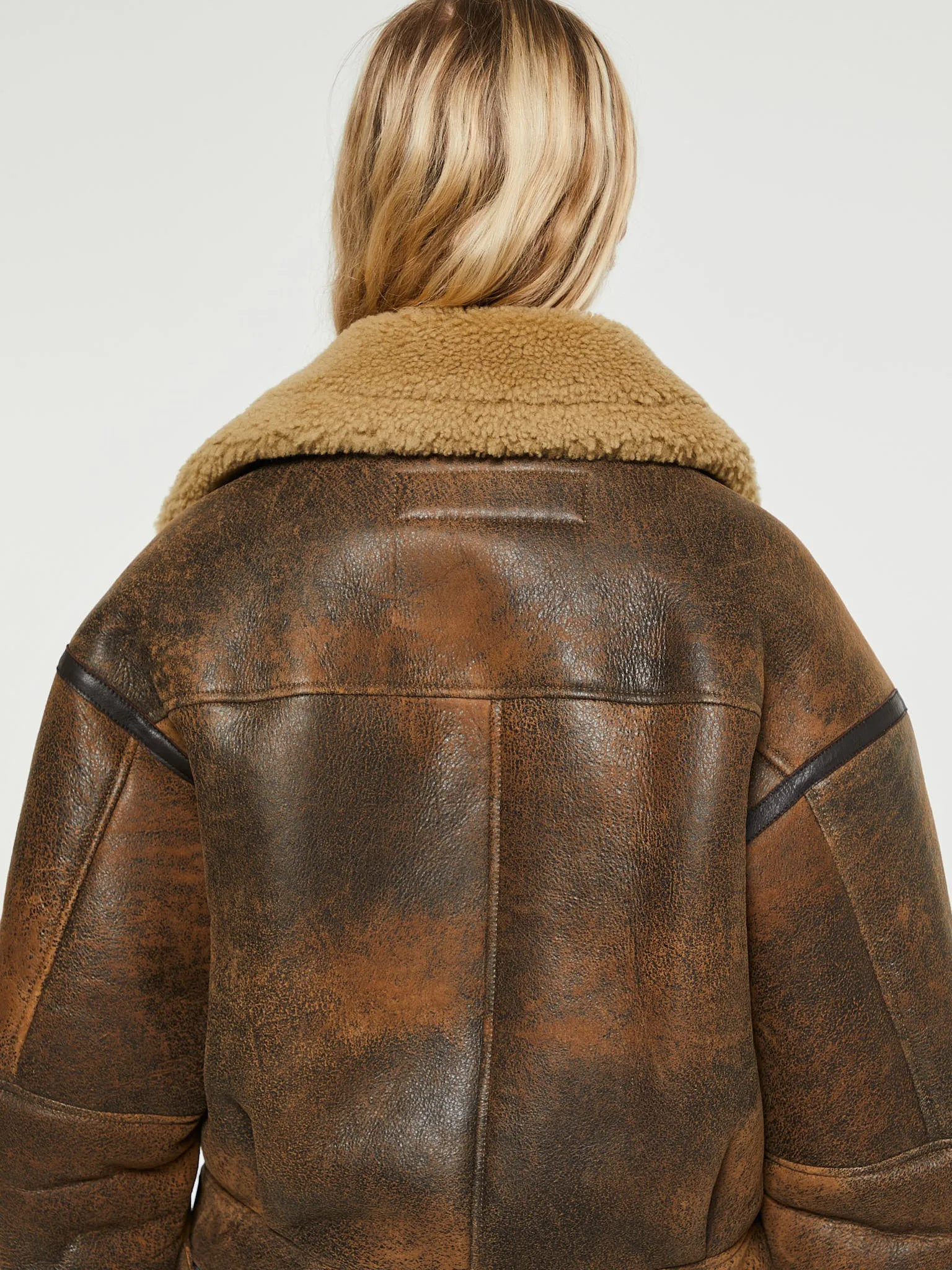 Leather Shearling Jacket in Brown