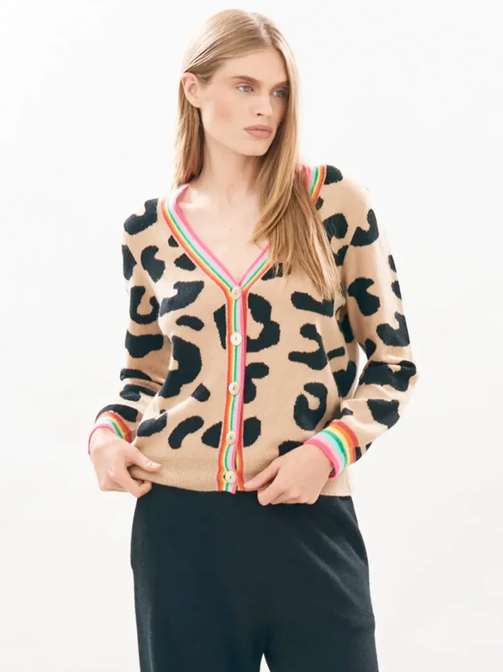 Leopard Rainbow Cashmere Cardigan