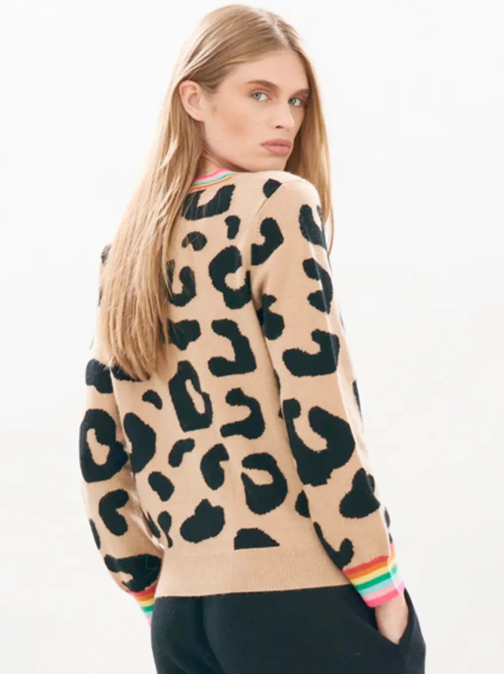 Leopard Rainbow Cashmere Cardigan