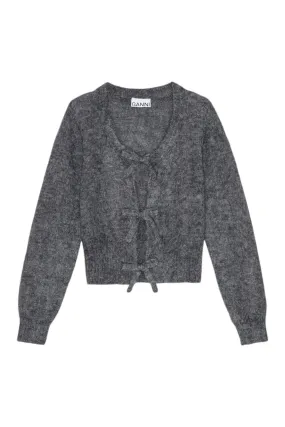 Light Mohair Tie String Cardigan - Paloma Melange