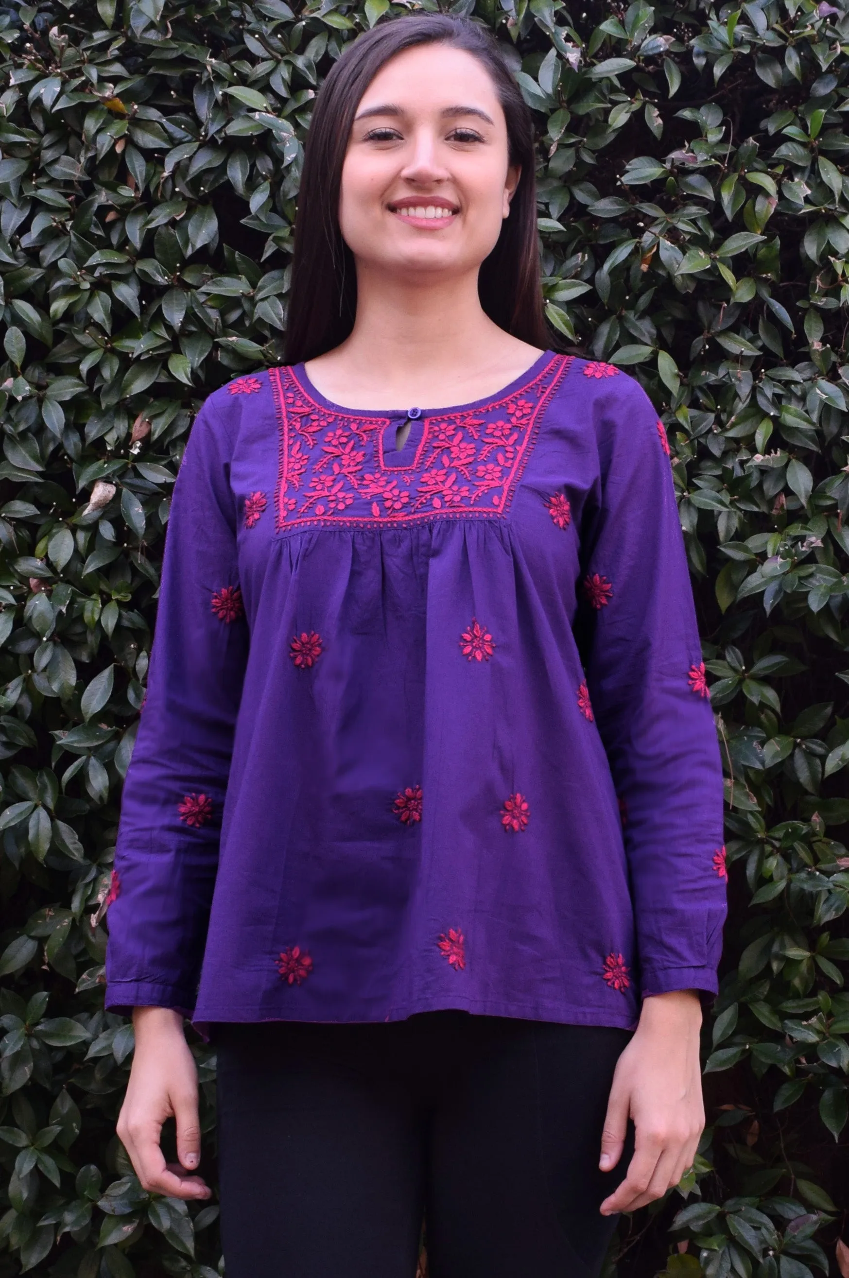 LISA Pure Cotton Hand Embroidered Boho Top, Blouse