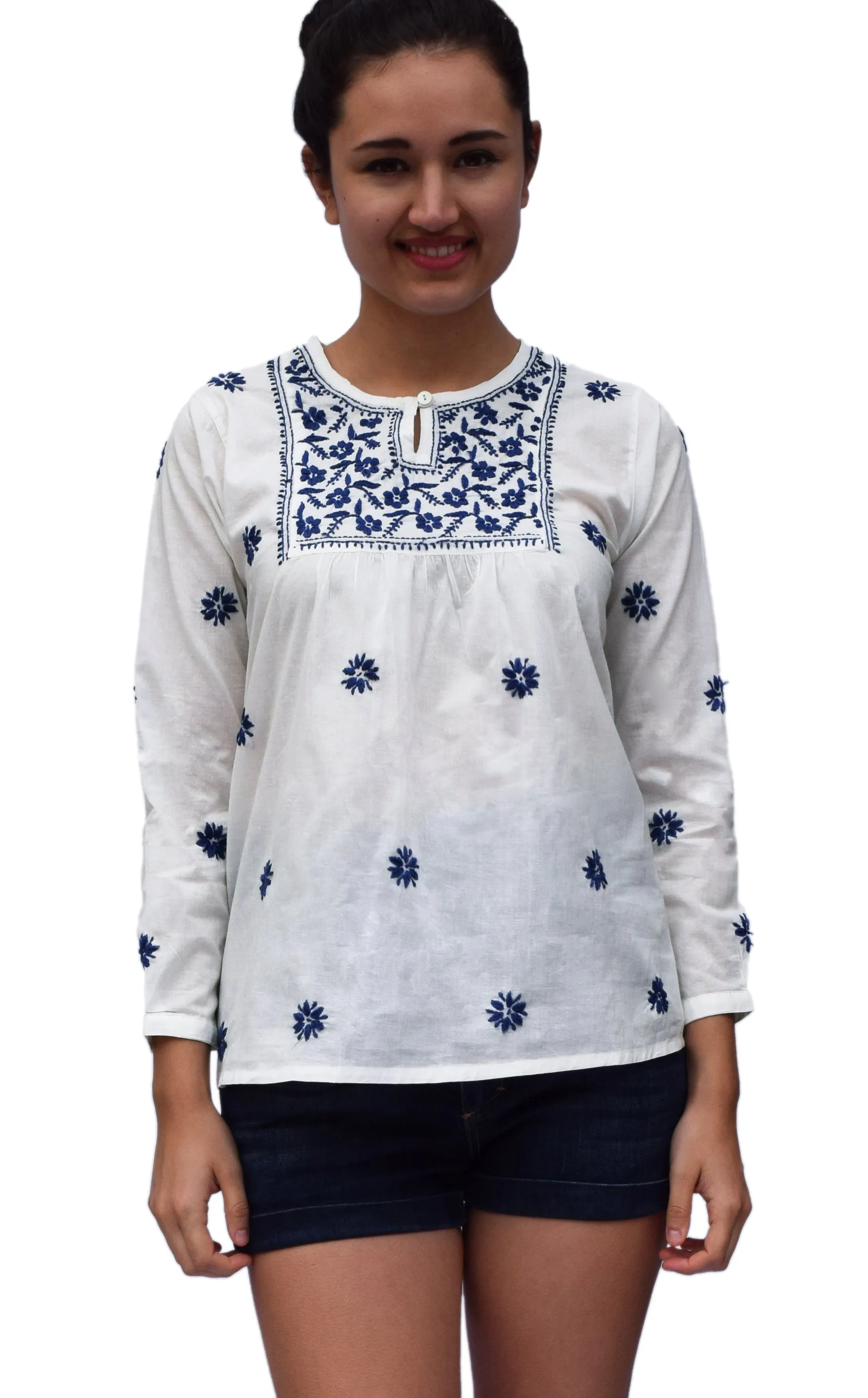 LISA Pure Cotton Hand Embroidered Boho Top, Blouse