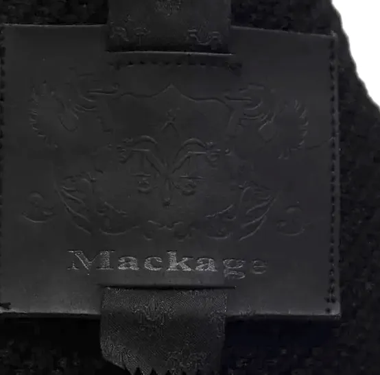 Mackage Montreal. Black Wool Button Front Collared Belted Coat