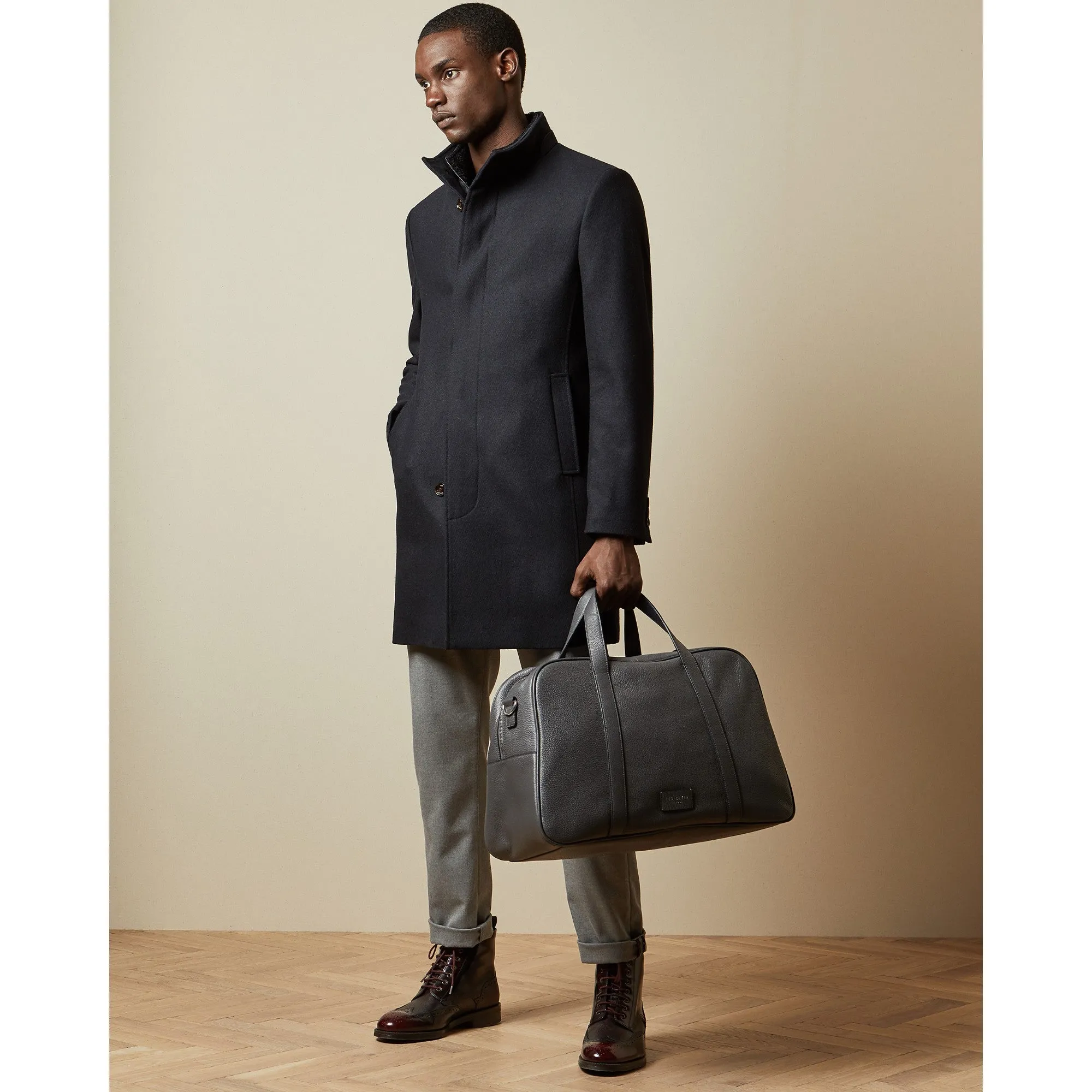 Men Mmo-Margate-Tc9M-Funnel Neck Coat - Charcoal