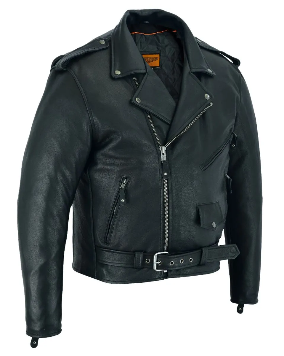 Men's Classic Motorcycle Jacket with Quilted Lining