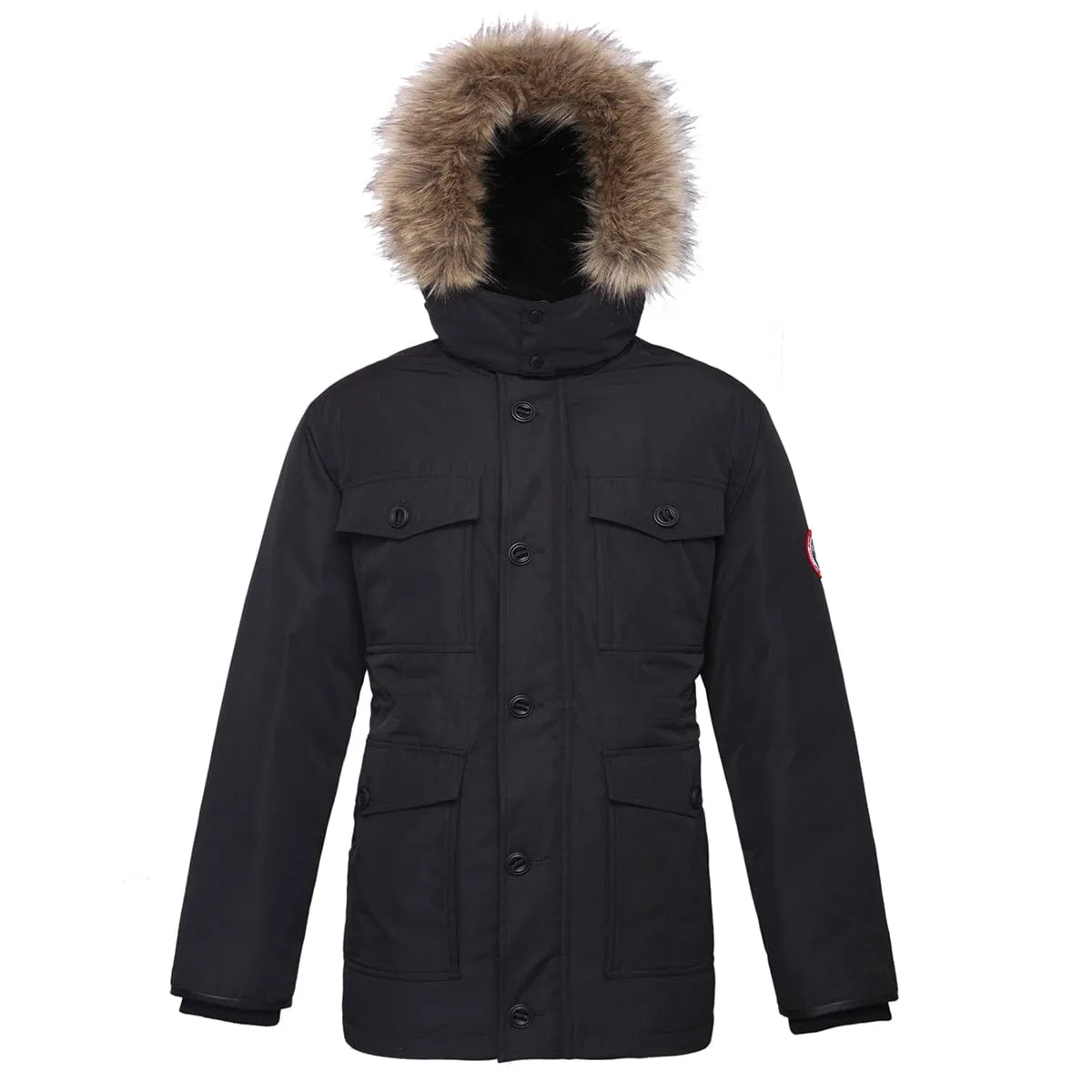 Men's Parka Jacket with Faux Fur Hood