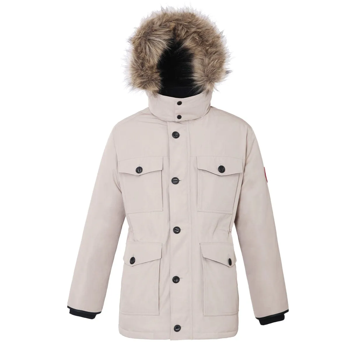 Men's Parka Jacket with Faux Fur Hood