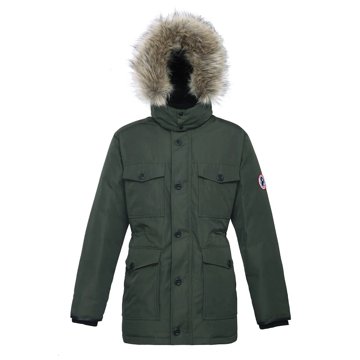 Men's Parka Jacket with Faux Fur Hood