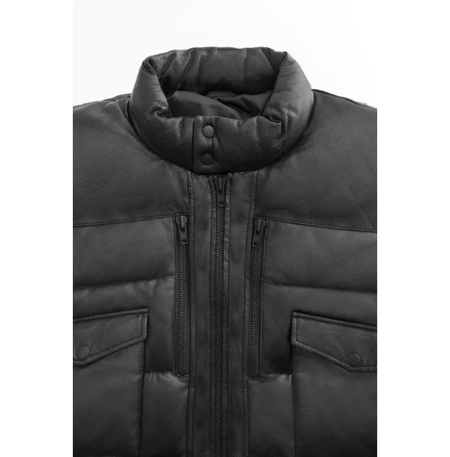 Men's Puffer Leather Jacket