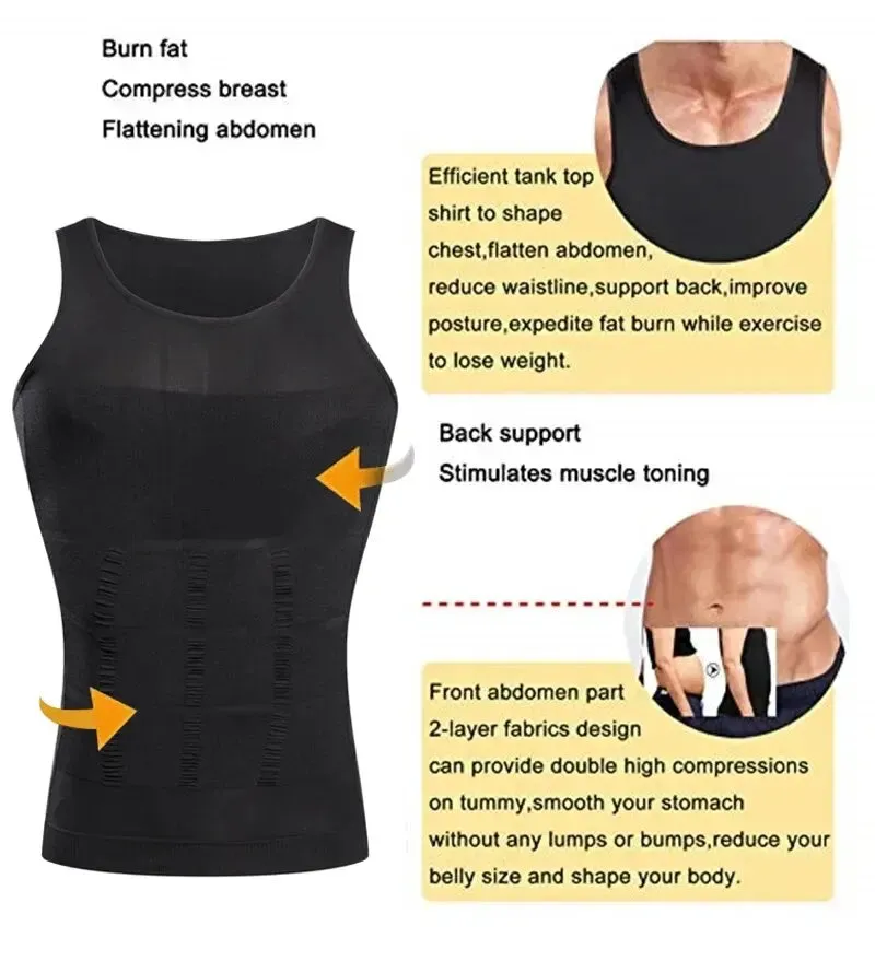 Men's Slimming Compression Vest - Seamless Waist Trainer Tank Top for Belly Control and Weight Loss Shapewear