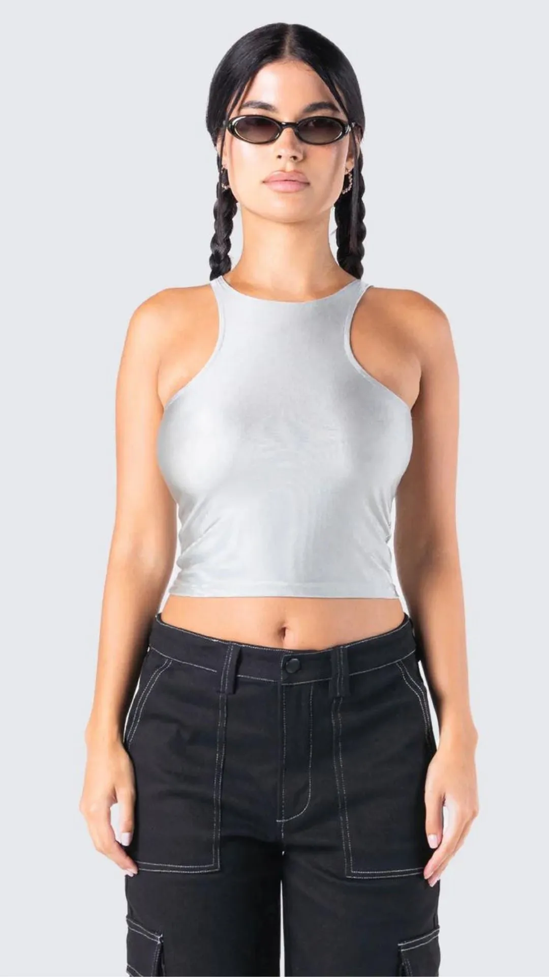 Metallic Silver Tank Top