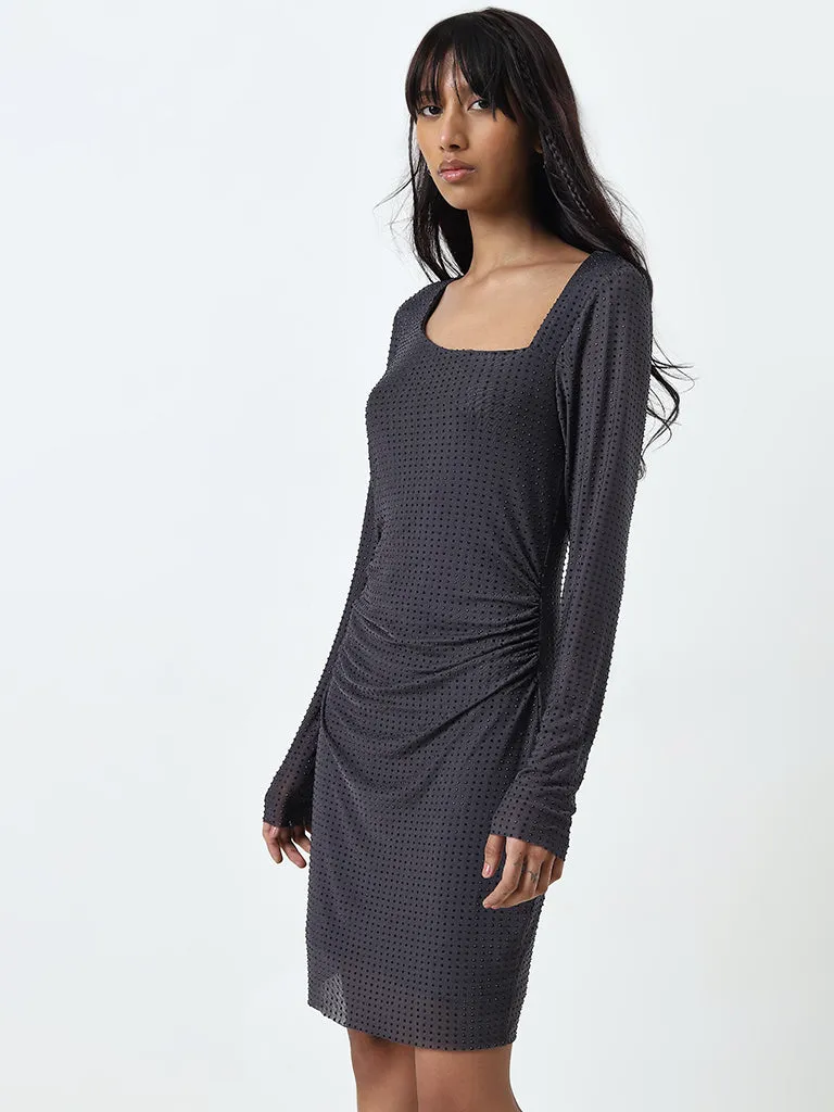 Nuon Grey Embellished Bodycon Dress