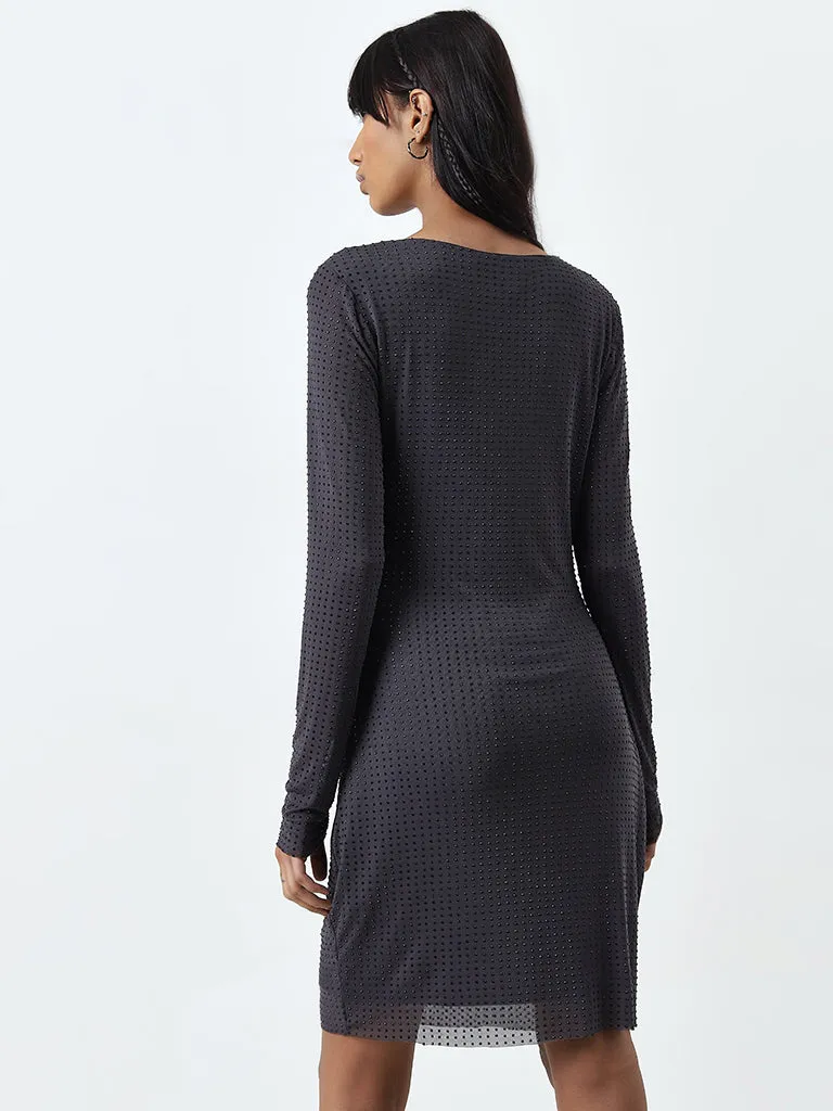 Nuon Grey Embellished Bodycon Dress