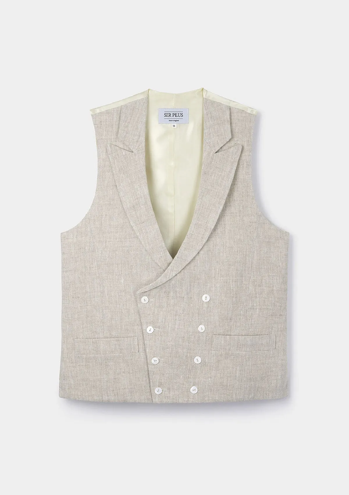 Oatmeal Peak Lapel Double Breasted Waistcoat