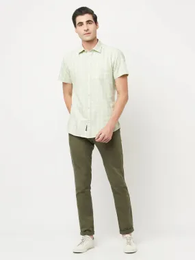 Octave Men Olive Green Cotton Chinos Trousers