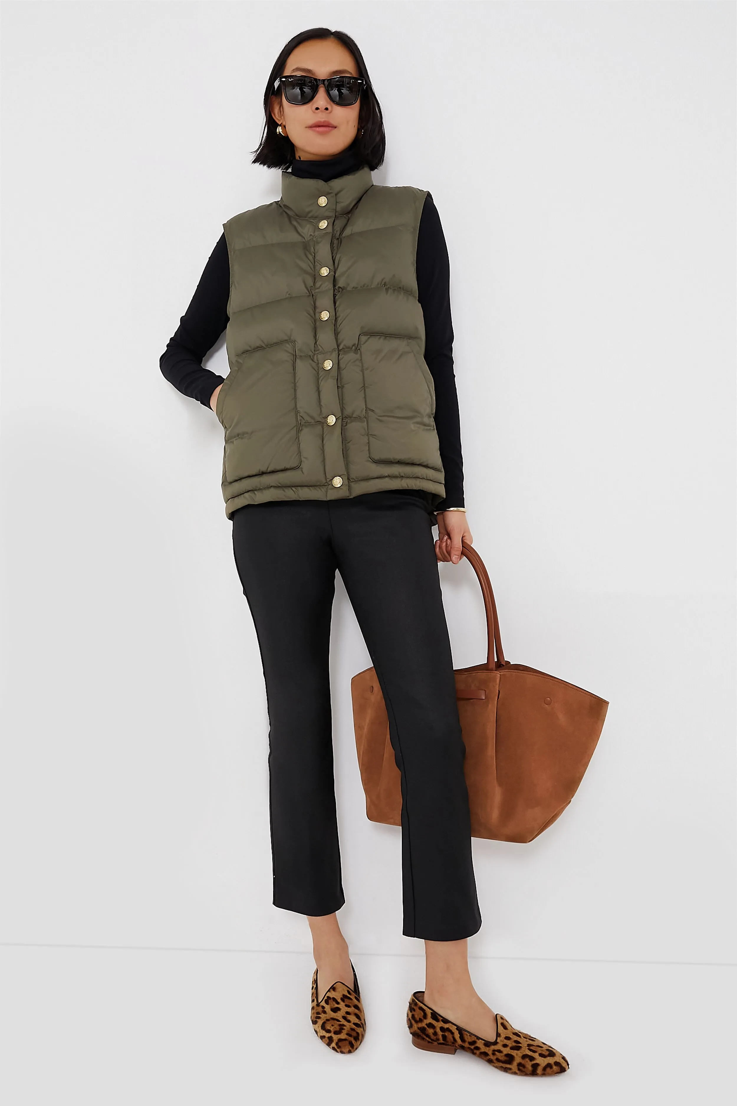 Olive Green Inez Puffer Vest