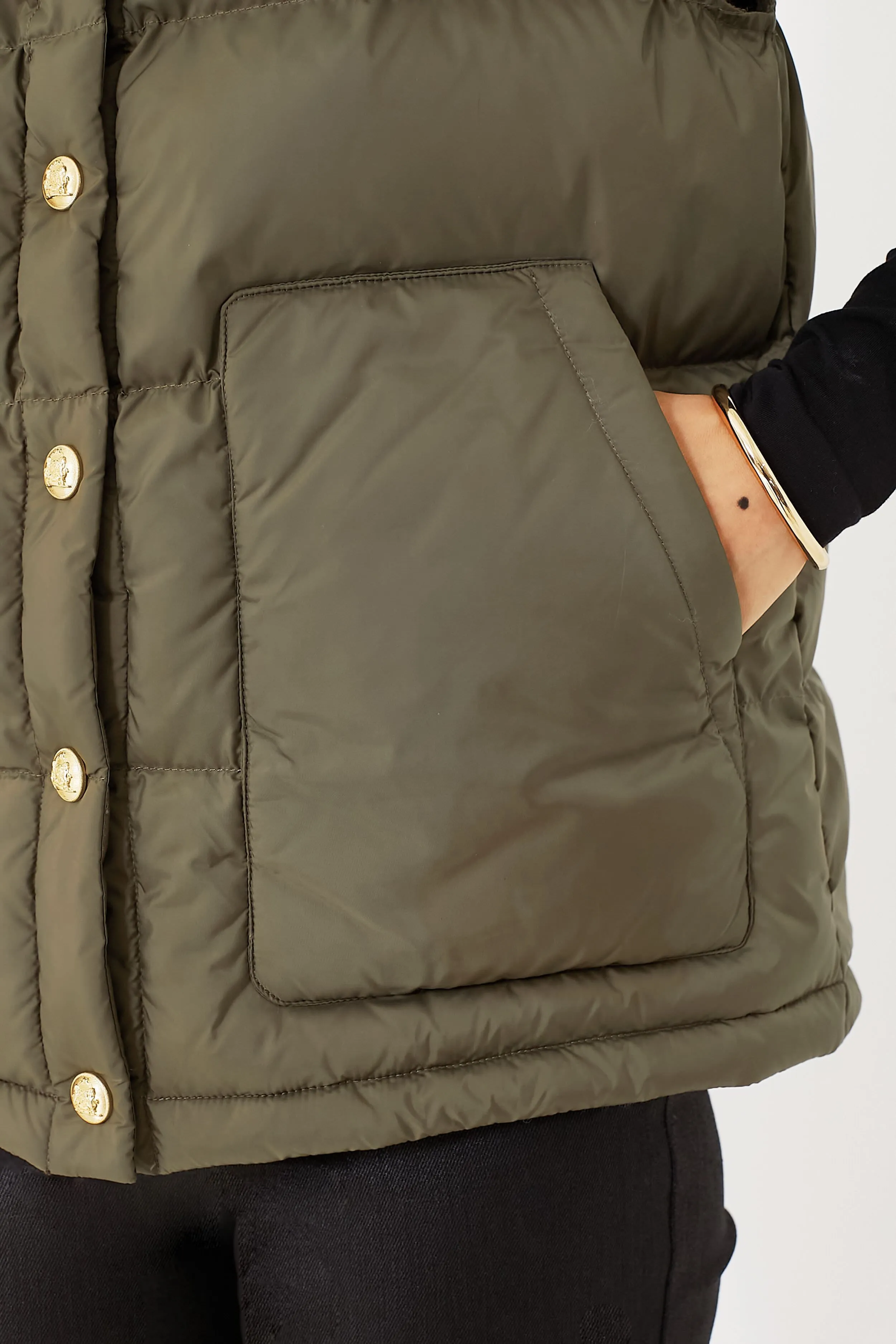 Olive Green Inez Puffer Vest