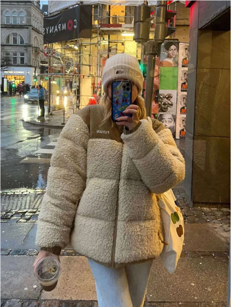 Oversized Bomber High Pile Sherpa Puffer Winter Padded Jacket