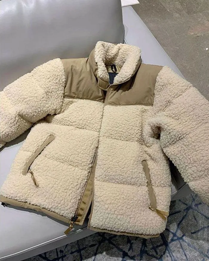 Oversized Bomber High Pile Sherpa Puffer Winter Padded Jacket