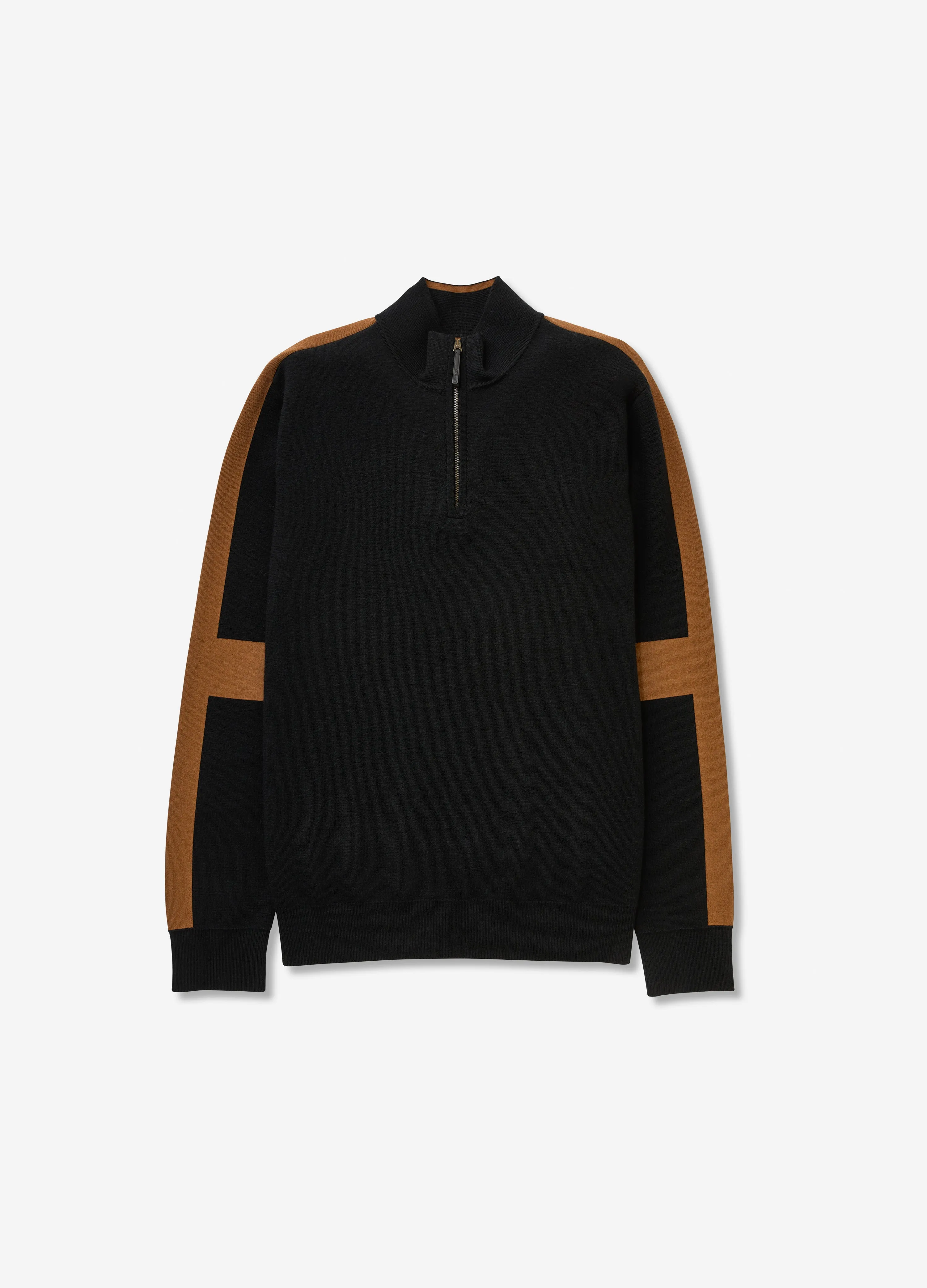 Panelled Funnel Neck Sweater Black