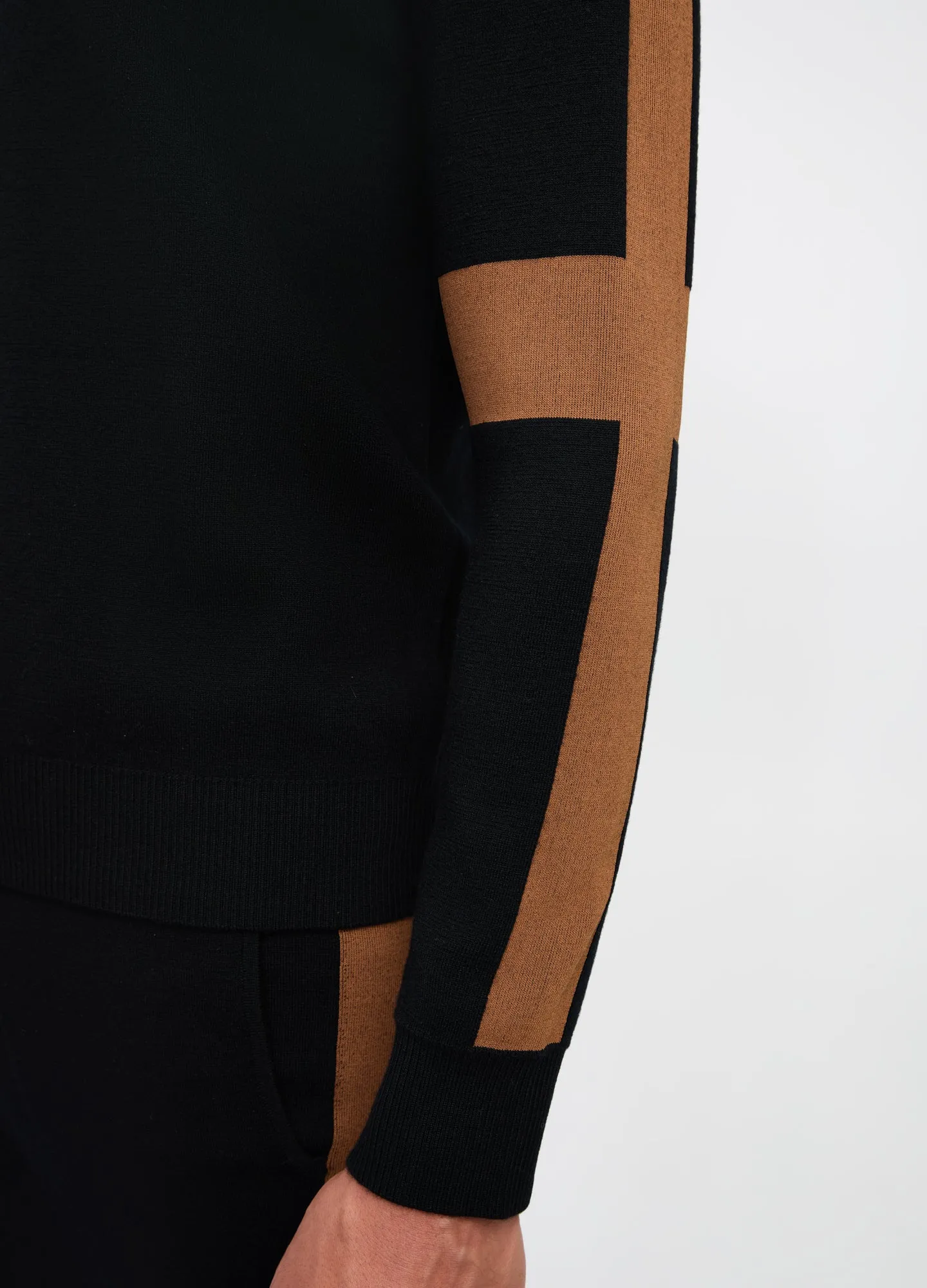 Panelled Funnel Neck Sweater Black