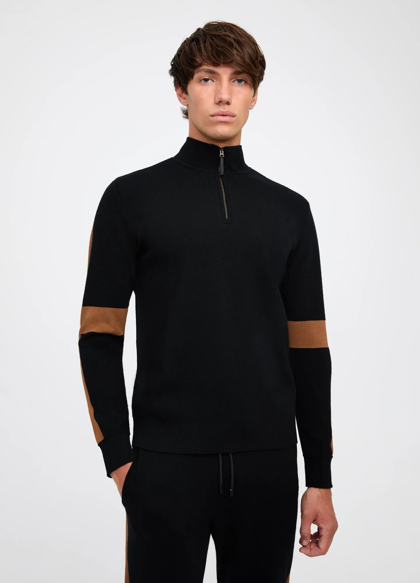 Panelled Funnel Neck Sweater Black