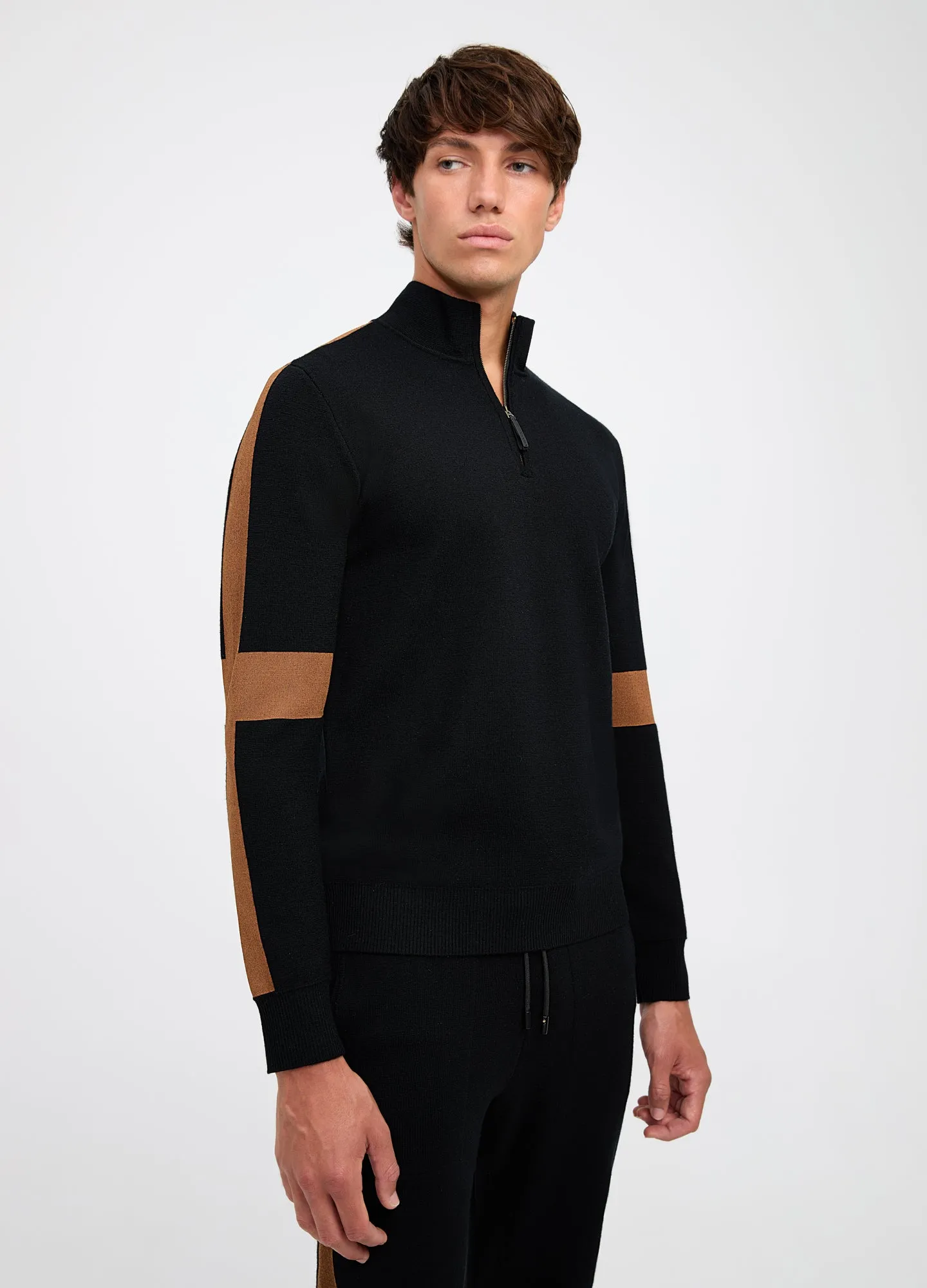 Panelled Funnel Neck Sweater Black