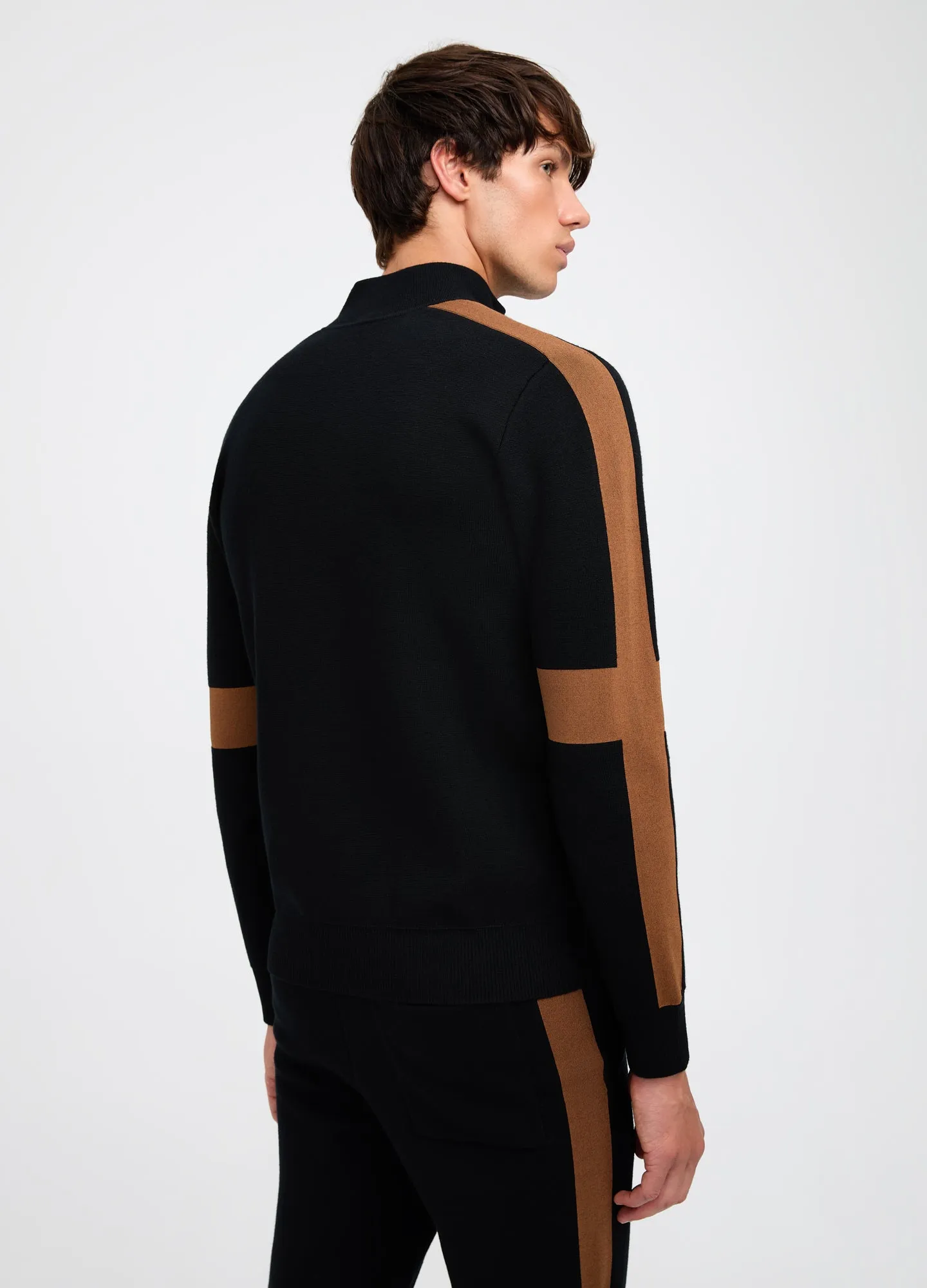 Panelled Funnel Neck Sweater Black