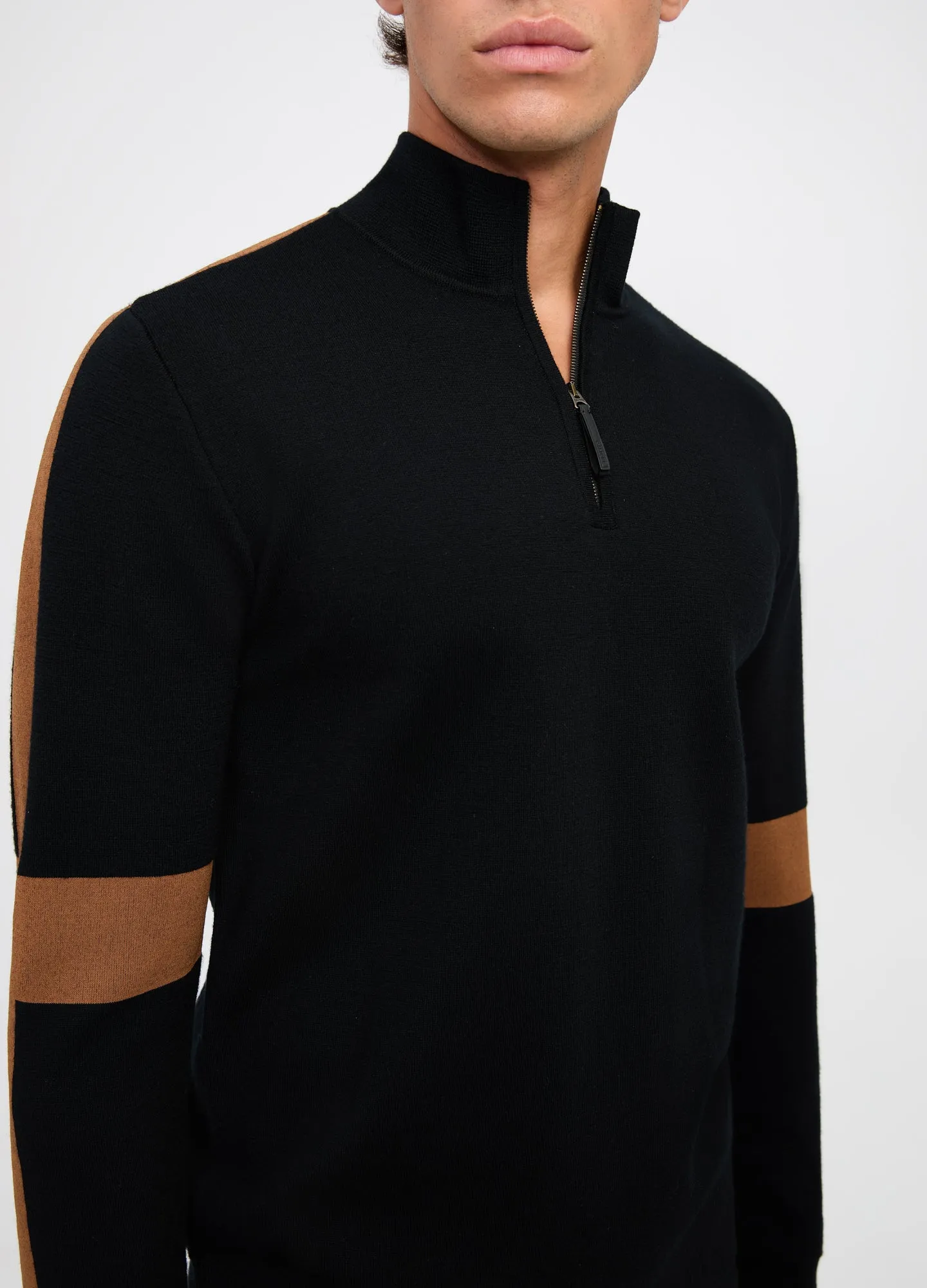 Panelled Funnel Neck Sweater Black