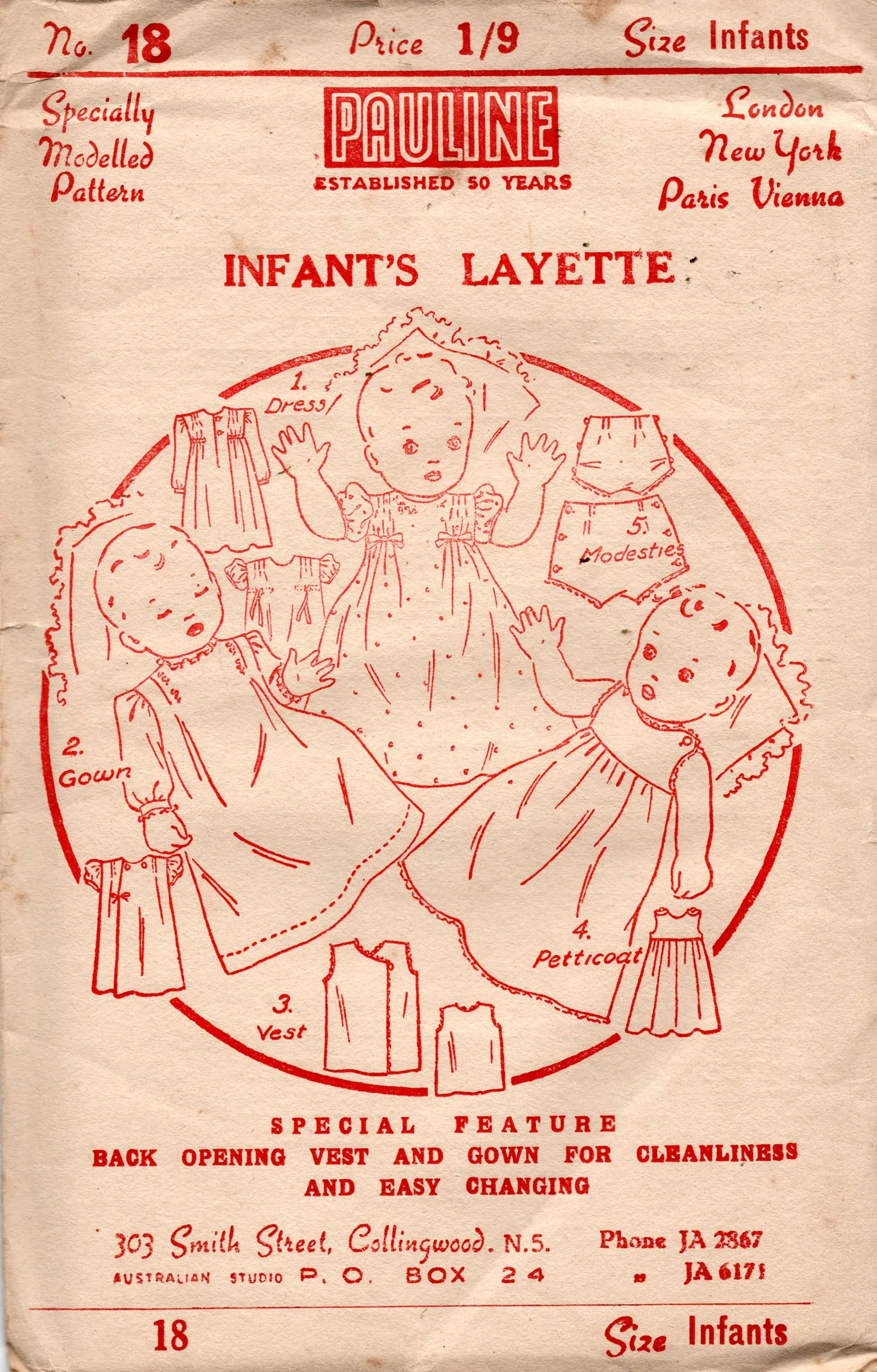 Pauline 18 RARE Traditional Infants Layette 1940s Vintage Sewing Pattern UNUSED & SEALED