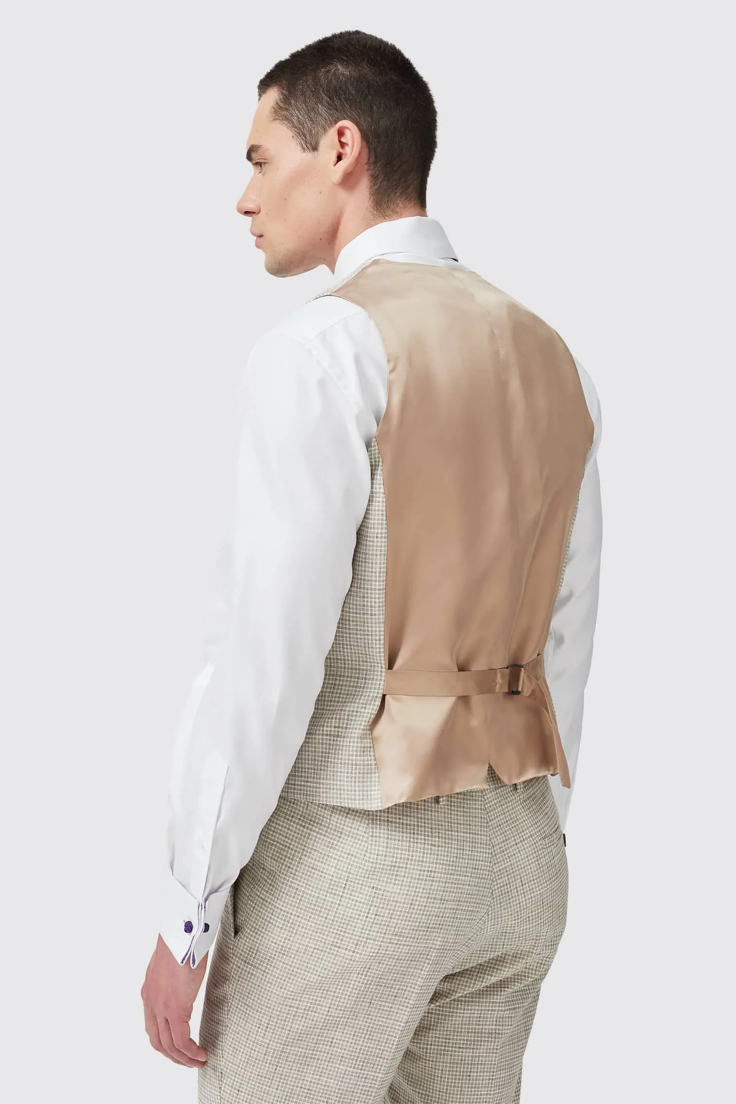 Perrin Slim Fit Neutral Check Wool Waistcoat - ARCHIVE