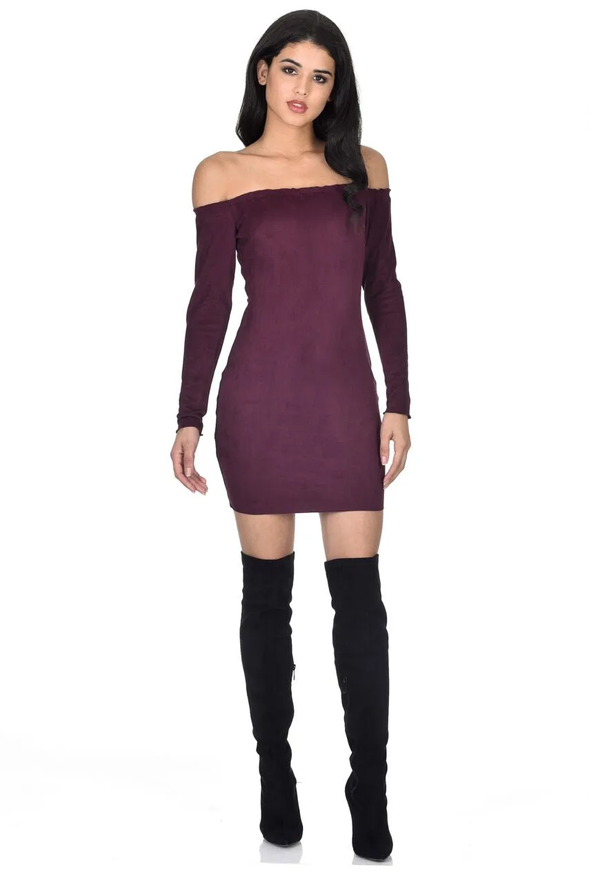 Plum Suede Bodycon Dress