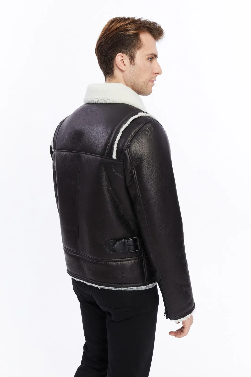 Premium Black Leather Jacket with Sheepskin Interior