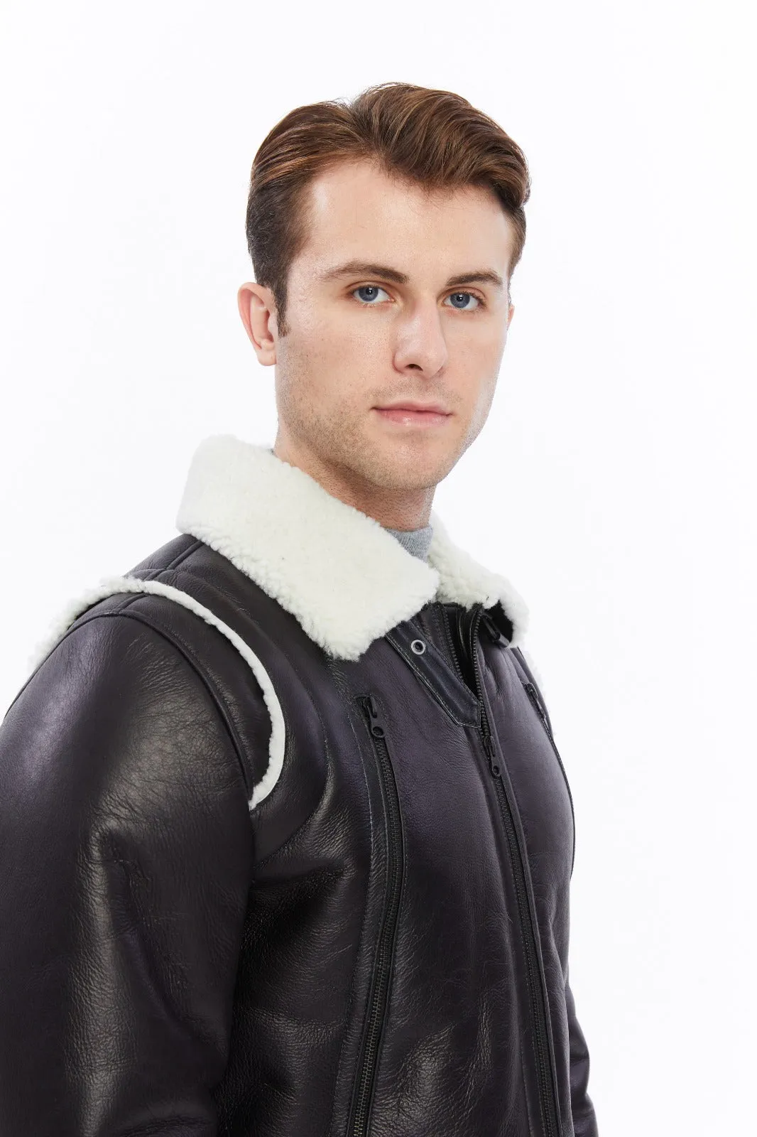 Premium Black Leather Jacket with Sheepskin Interior