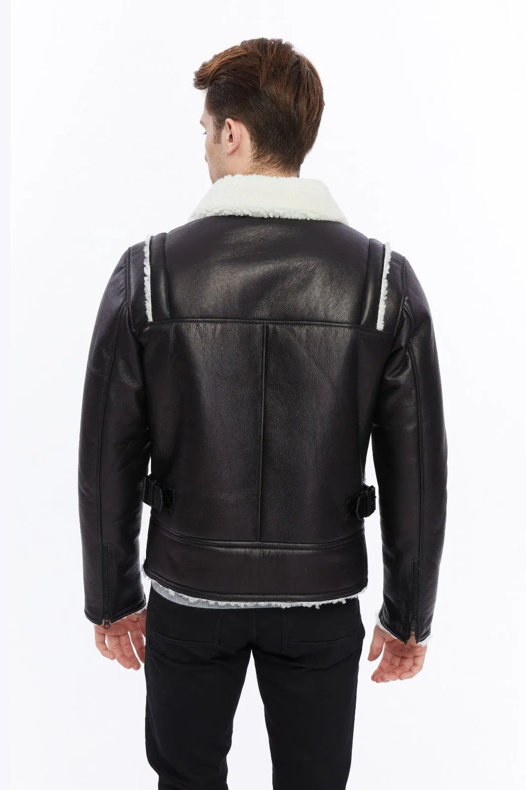 Premium Black Leather Jacket with Sheepskin Interior