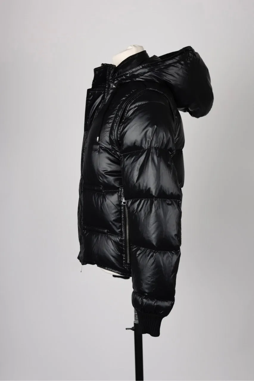 Puffer Jacket With Detachable Sleeves-Black