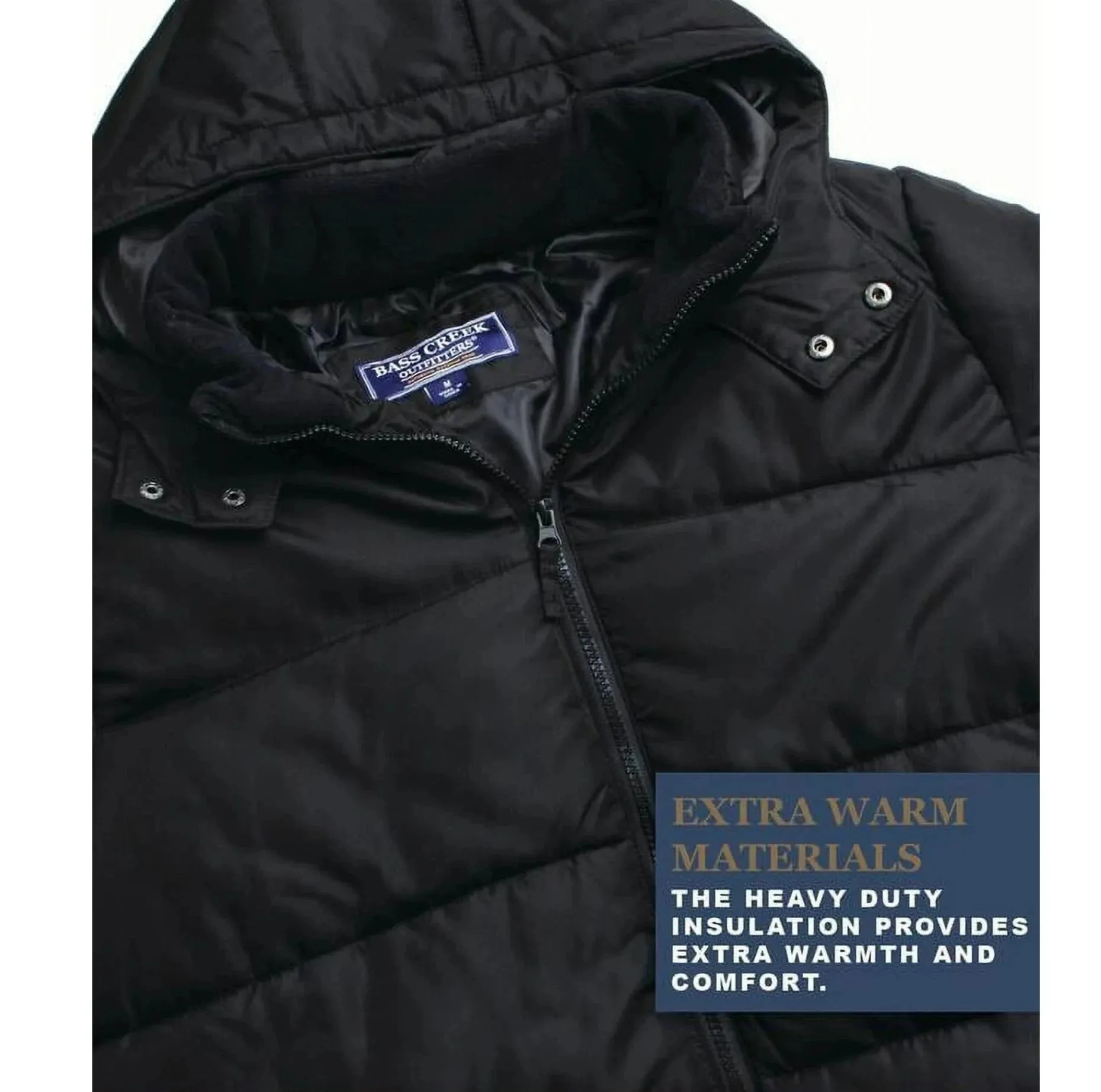 Quilted Blocked Heavy Puffer Black