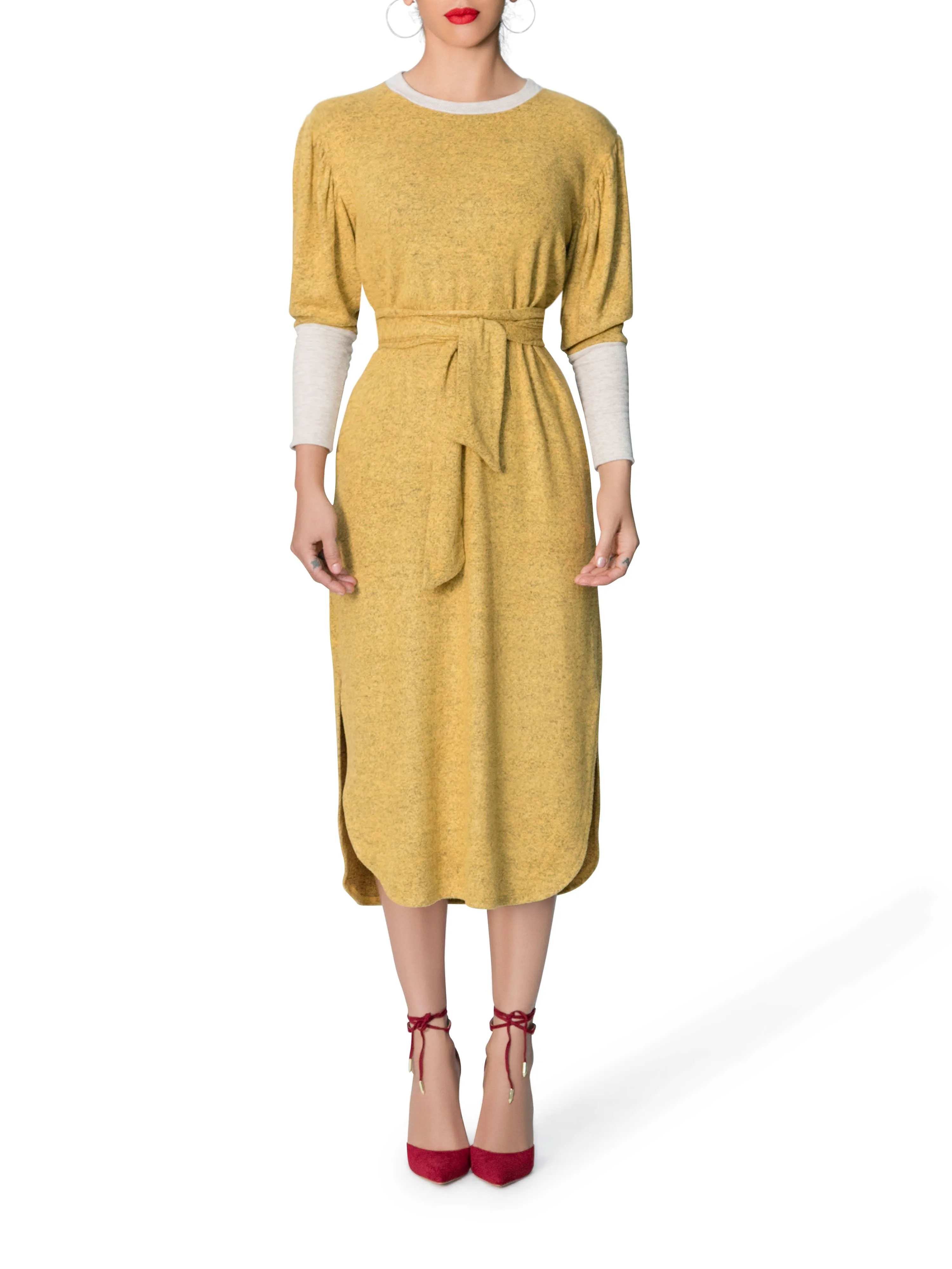 "Faith" Yellow Sweater Dress