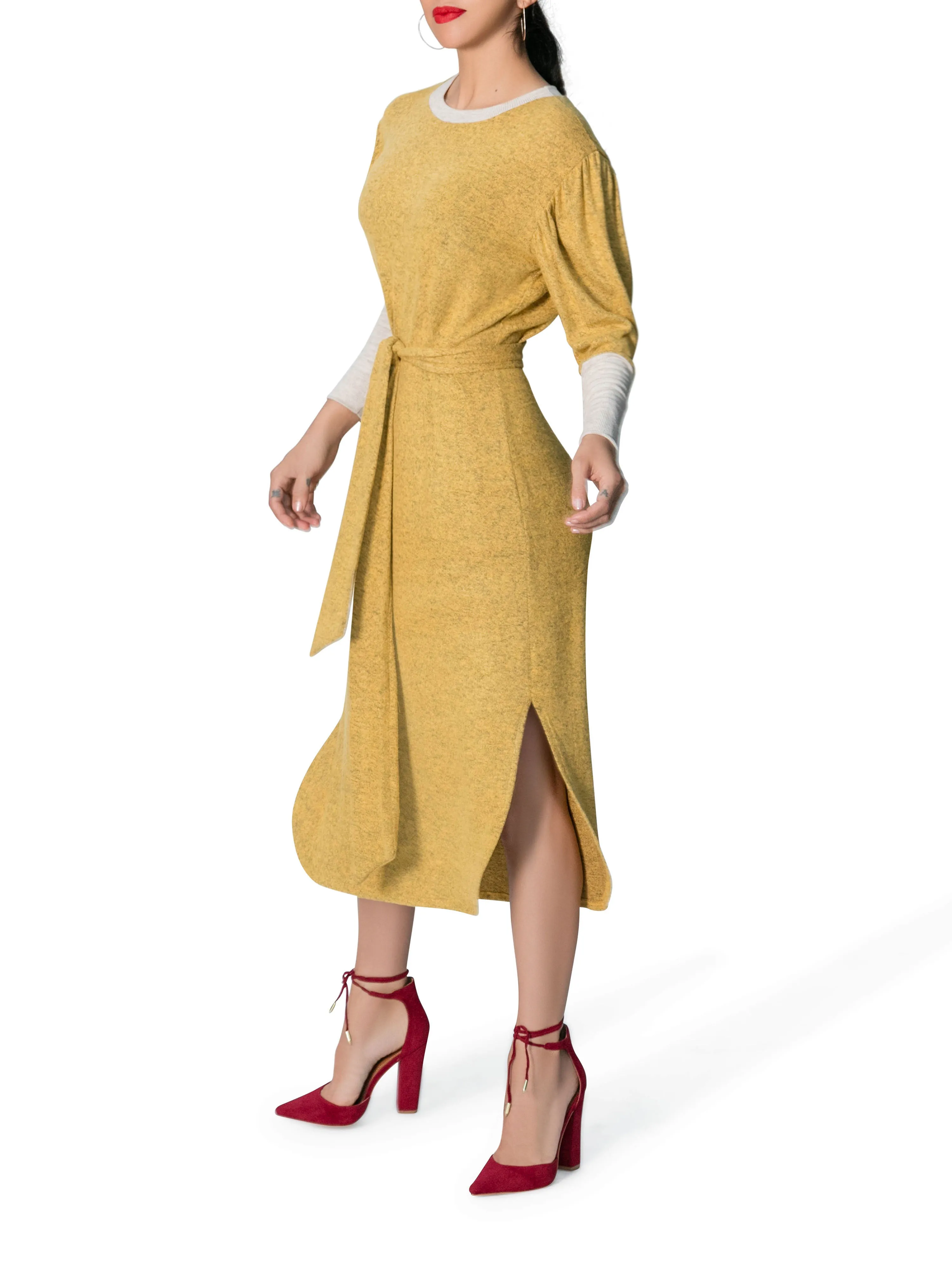 "Faith" Yellow Sweater Dress