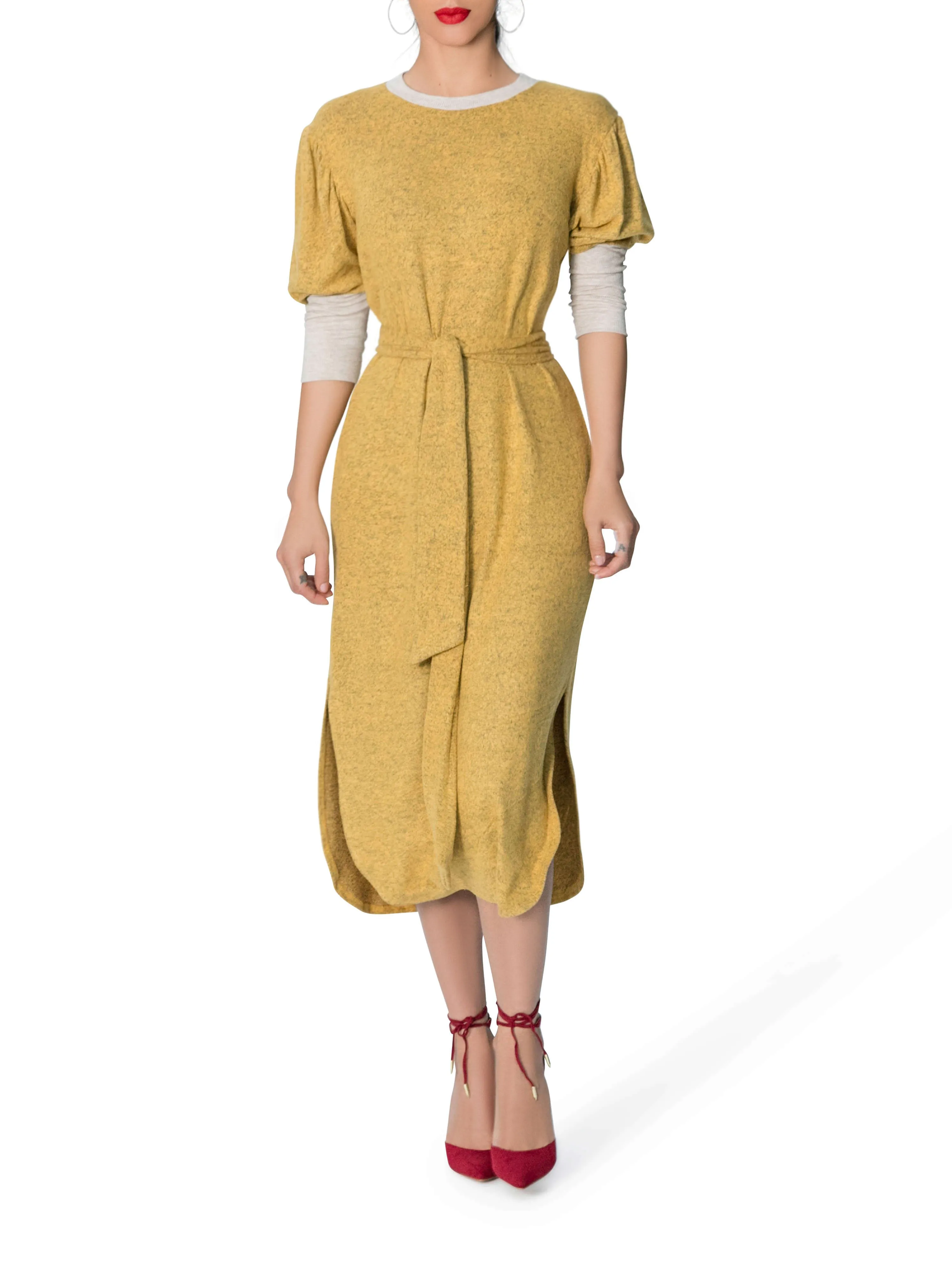 "Faith" Yellow Sweater Dress