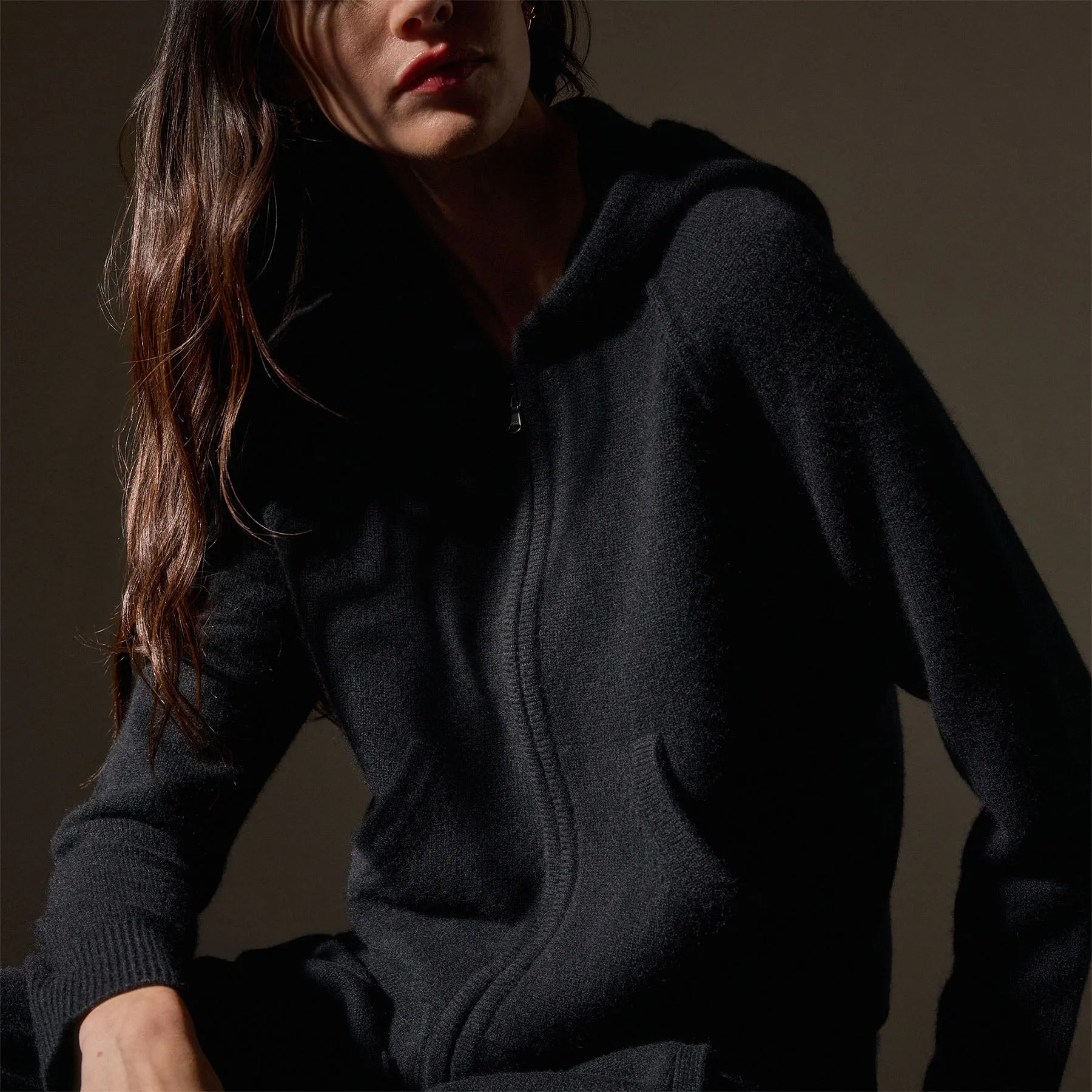 Recycled Cashmere Track Jacket - Black