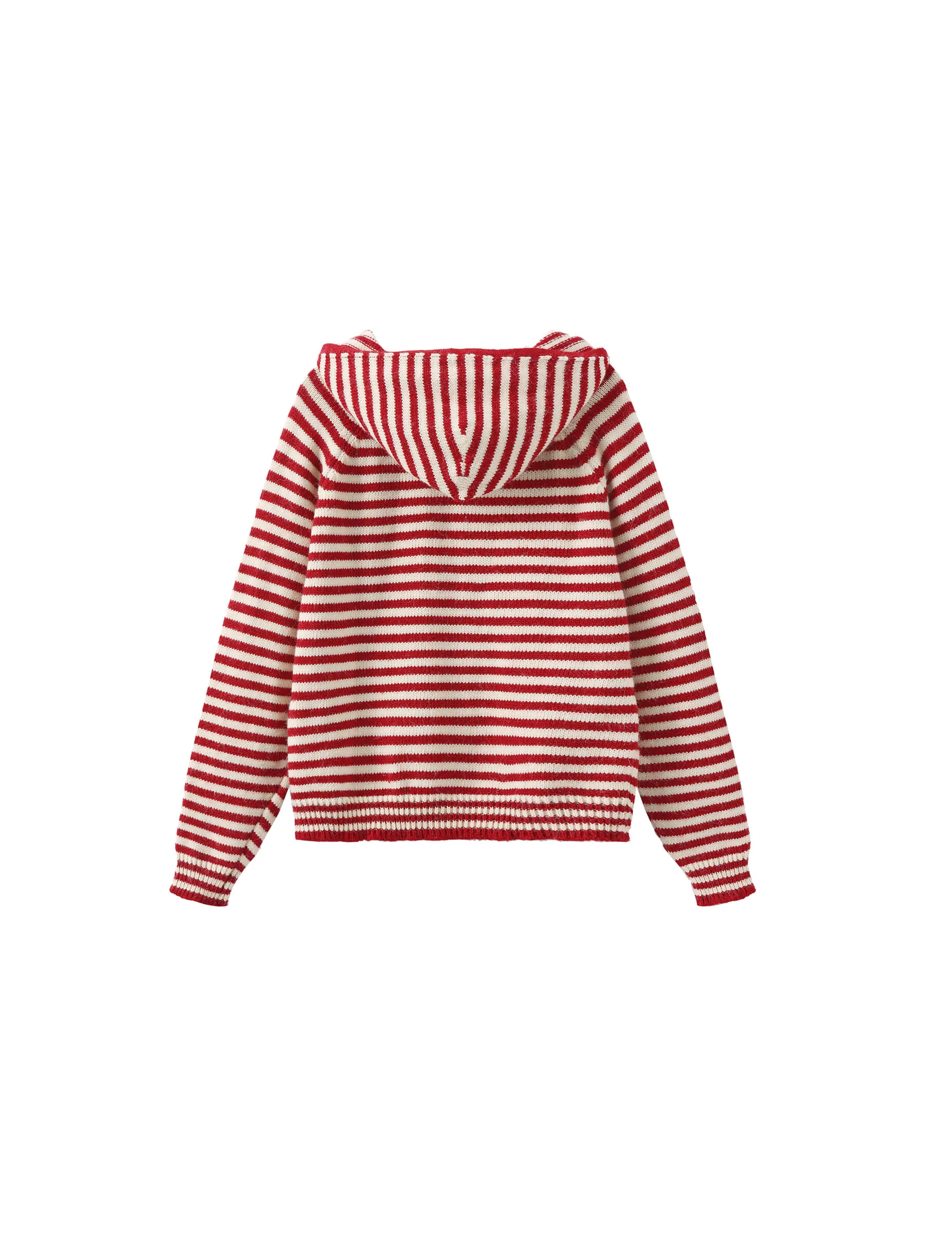 Red Stripes Hooded Zip-Up Cardigan