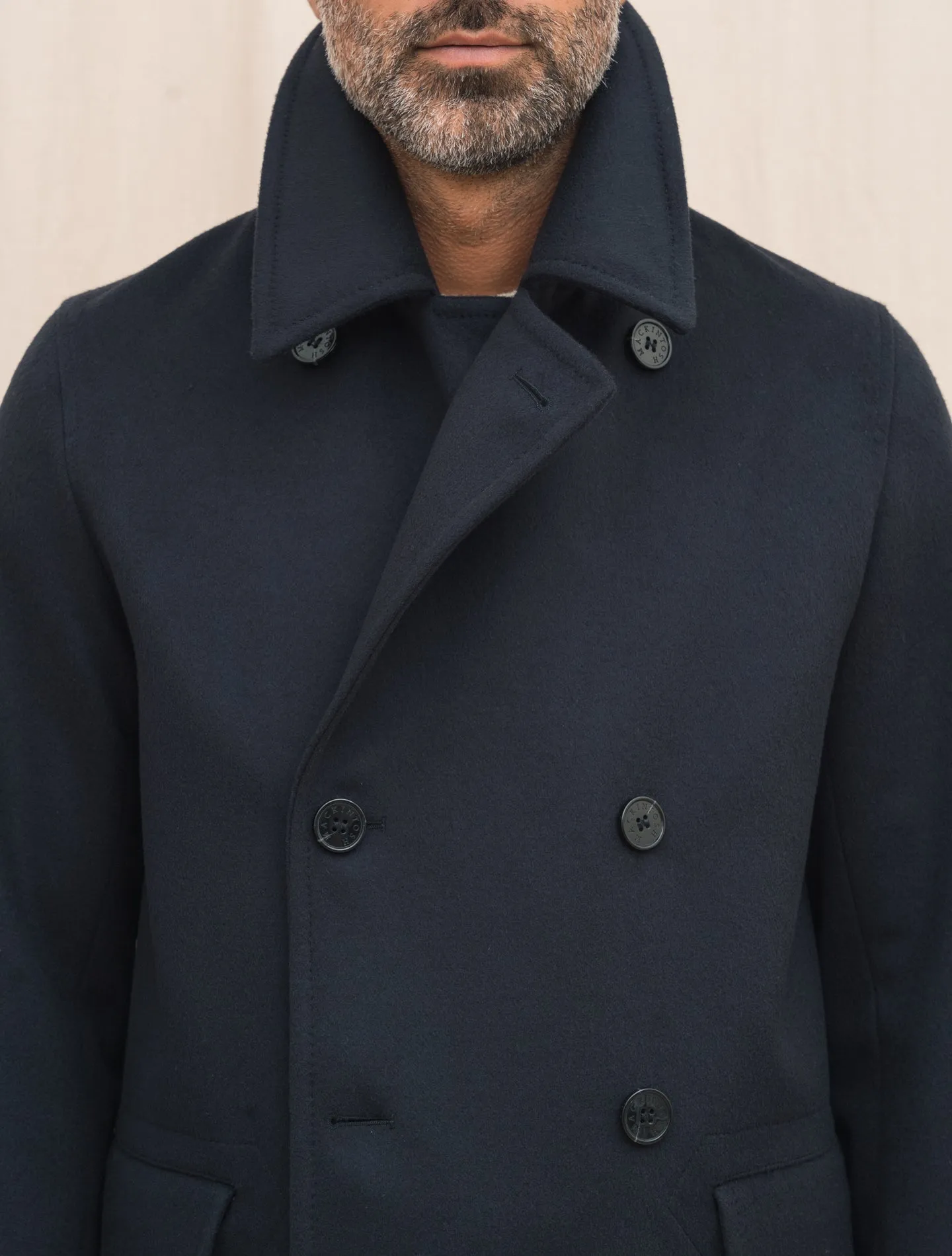 Redford Double Breasted Wool Coat Navy