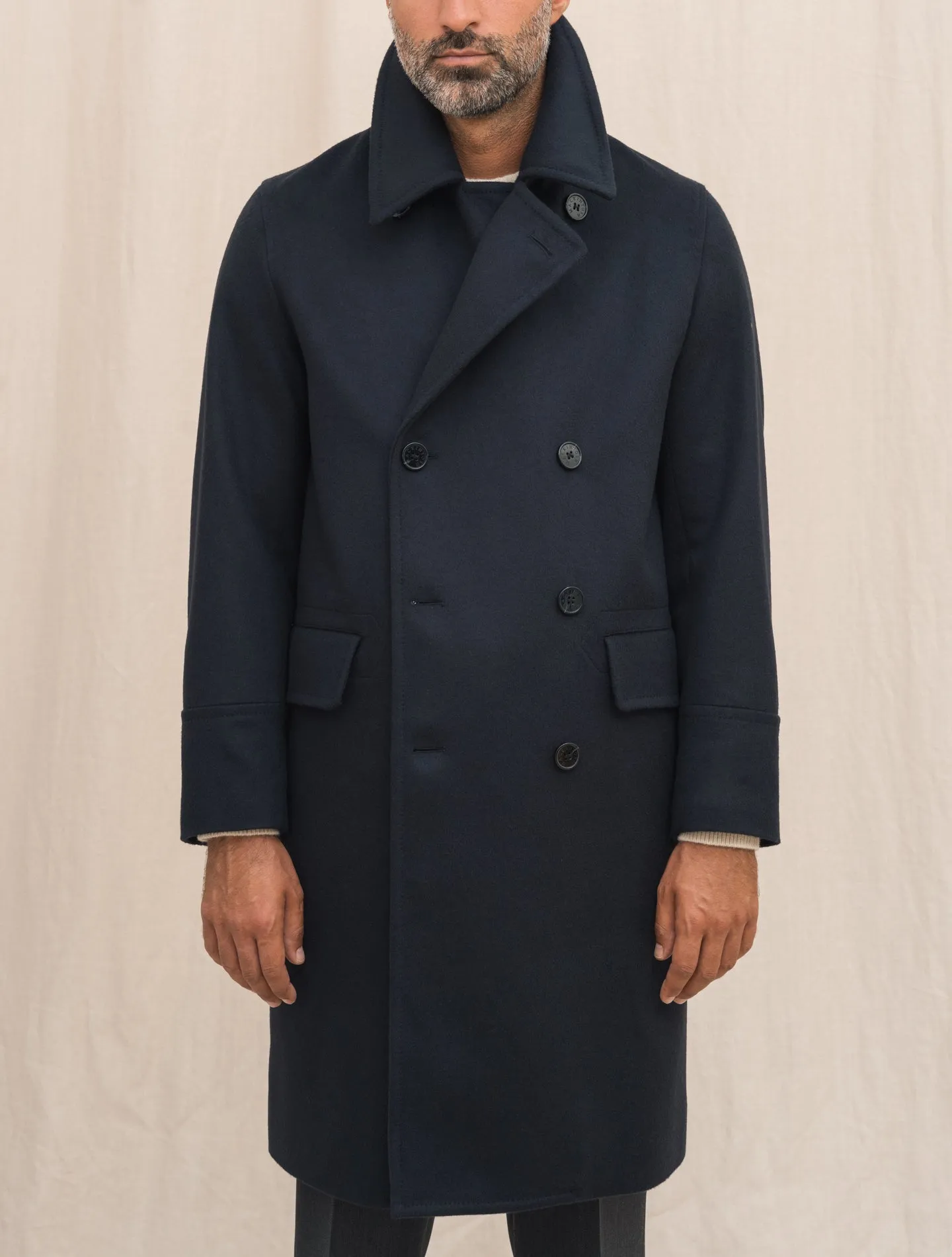 Redford Double Breasted Wool Coat Navy