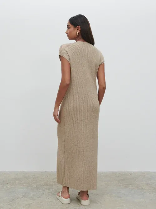 Rose Knit Midaxi Dress - Taupe