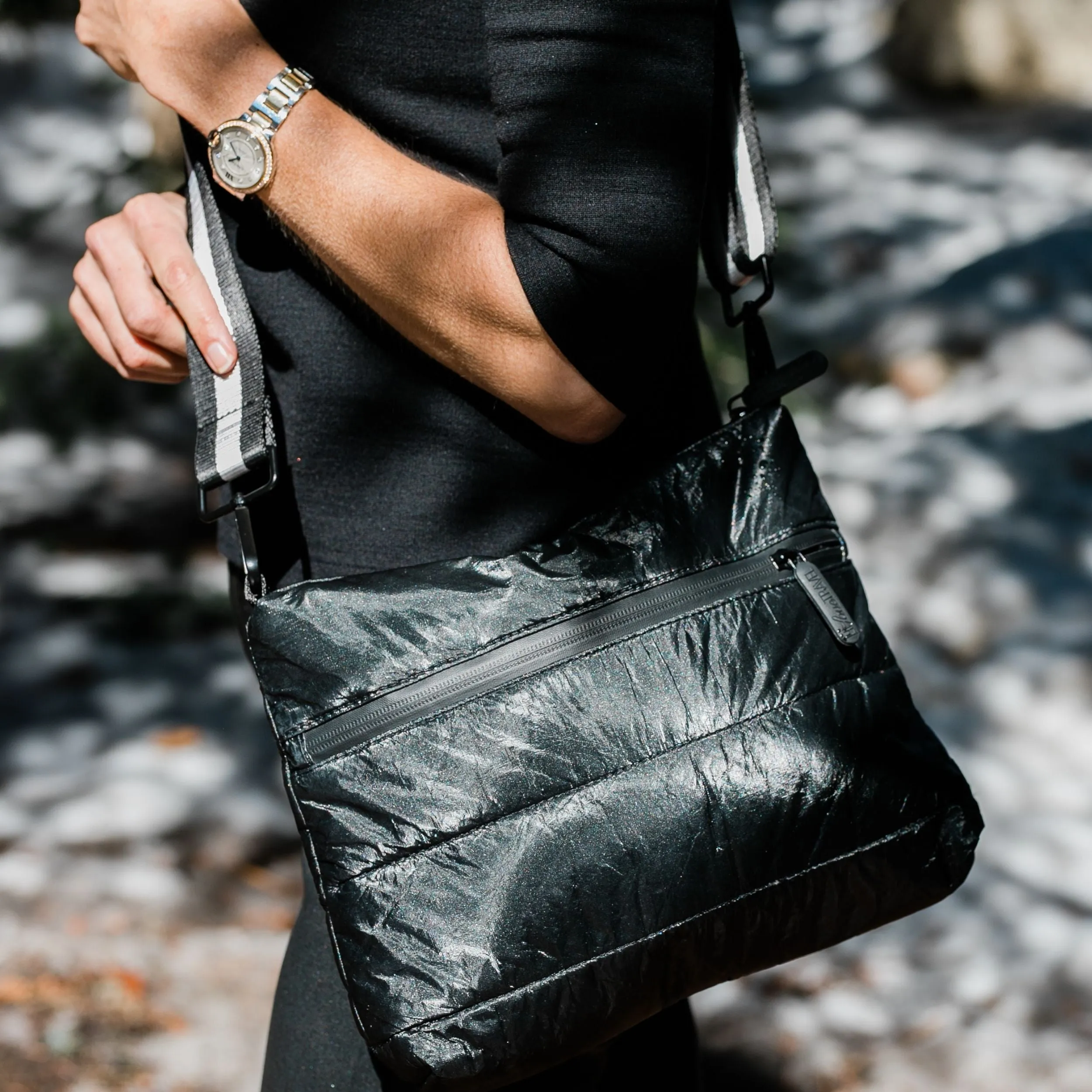 Set of Two - Everyday Puffer Purse Essentials in Shimmer Black