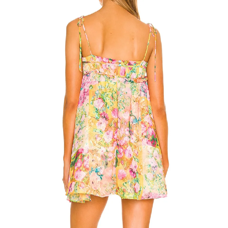 Sienna Floral Print Empire Spaghetti Strap Mini Dress