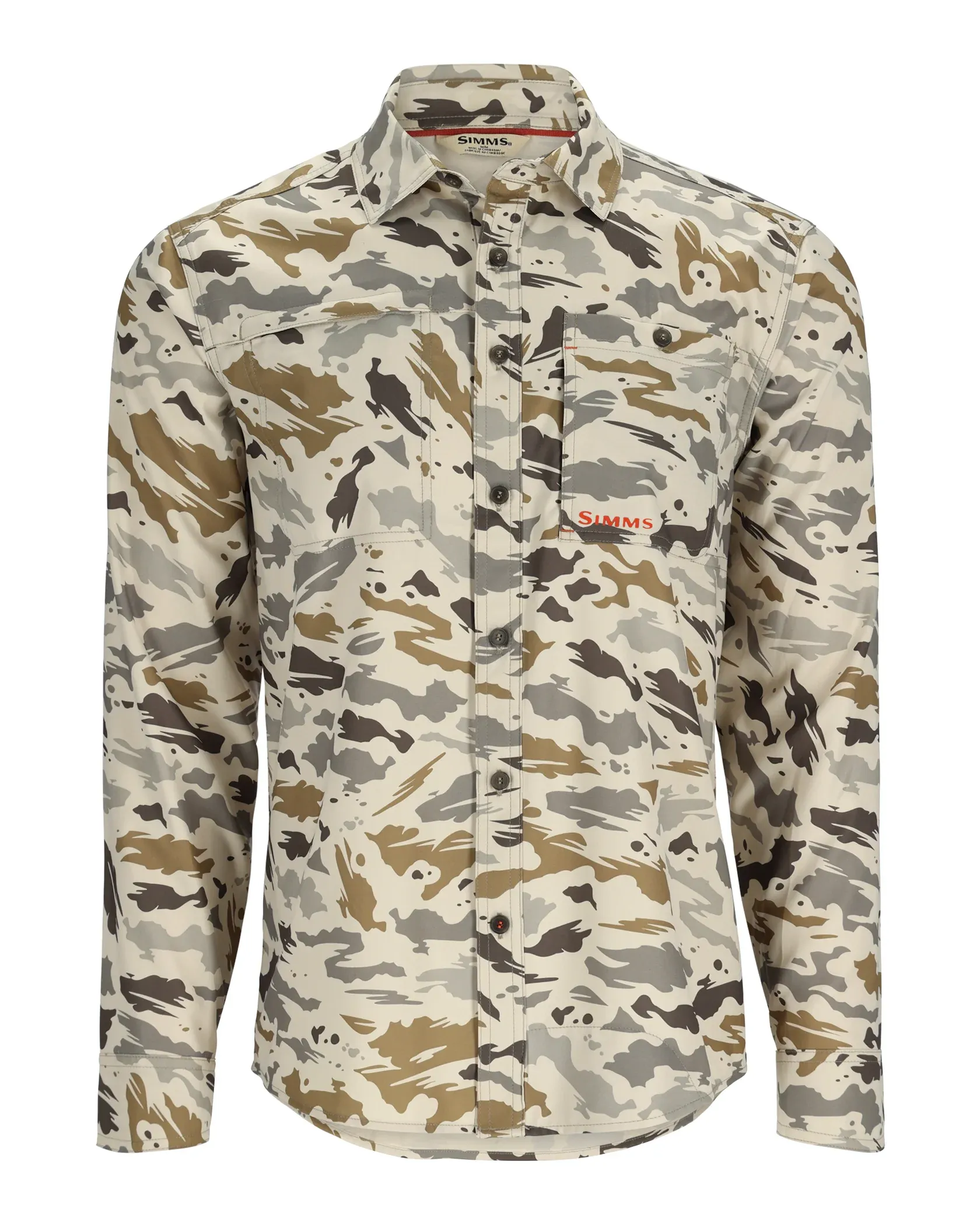 Simms Mens Challenger LS Shirt / Ghost Camo Stone