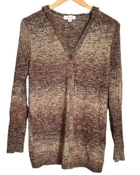 Soft Autumn Brown Marle Hooded Cardigan Sweater